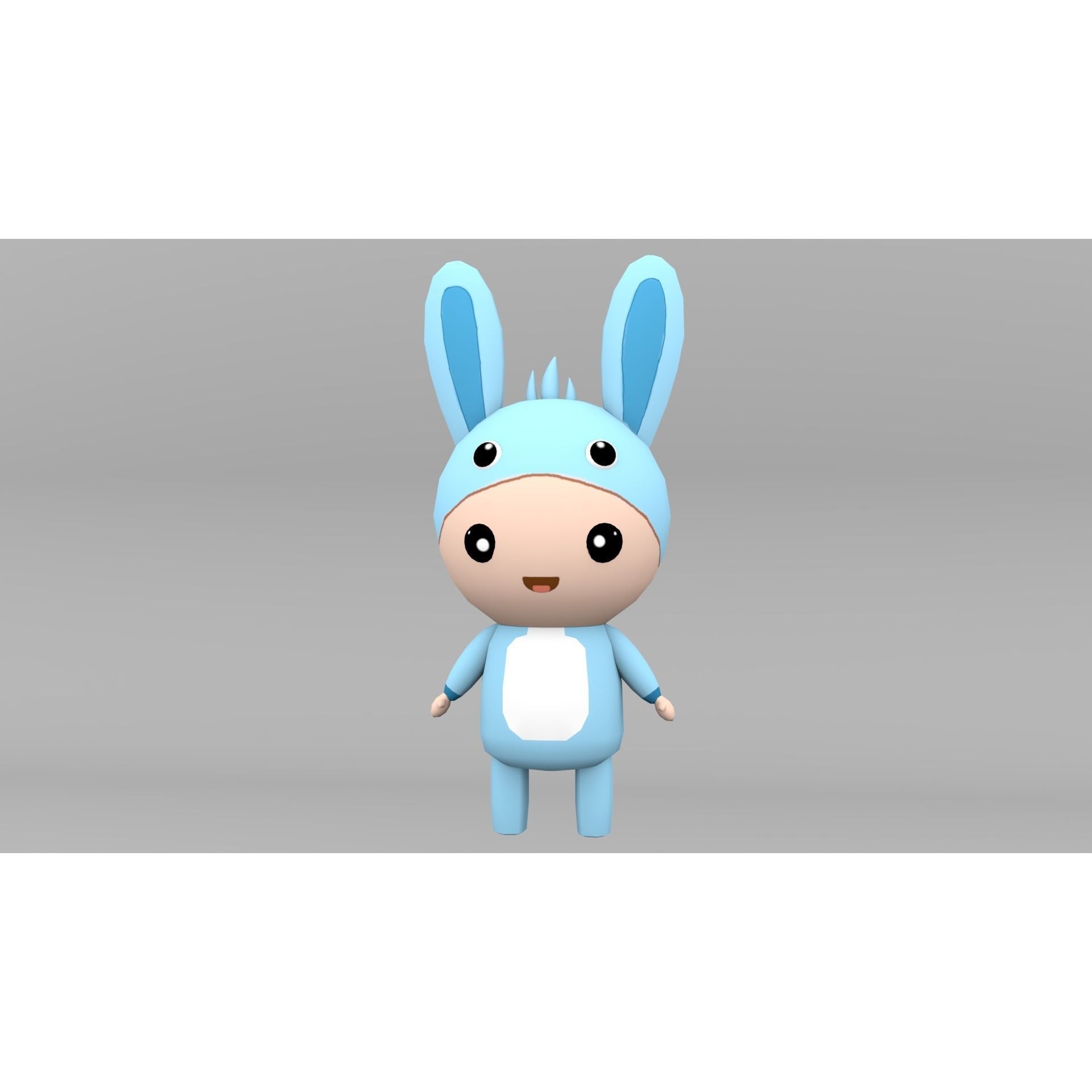 Chibi Rabbit Animated For Games Free low-poly 3D model 7