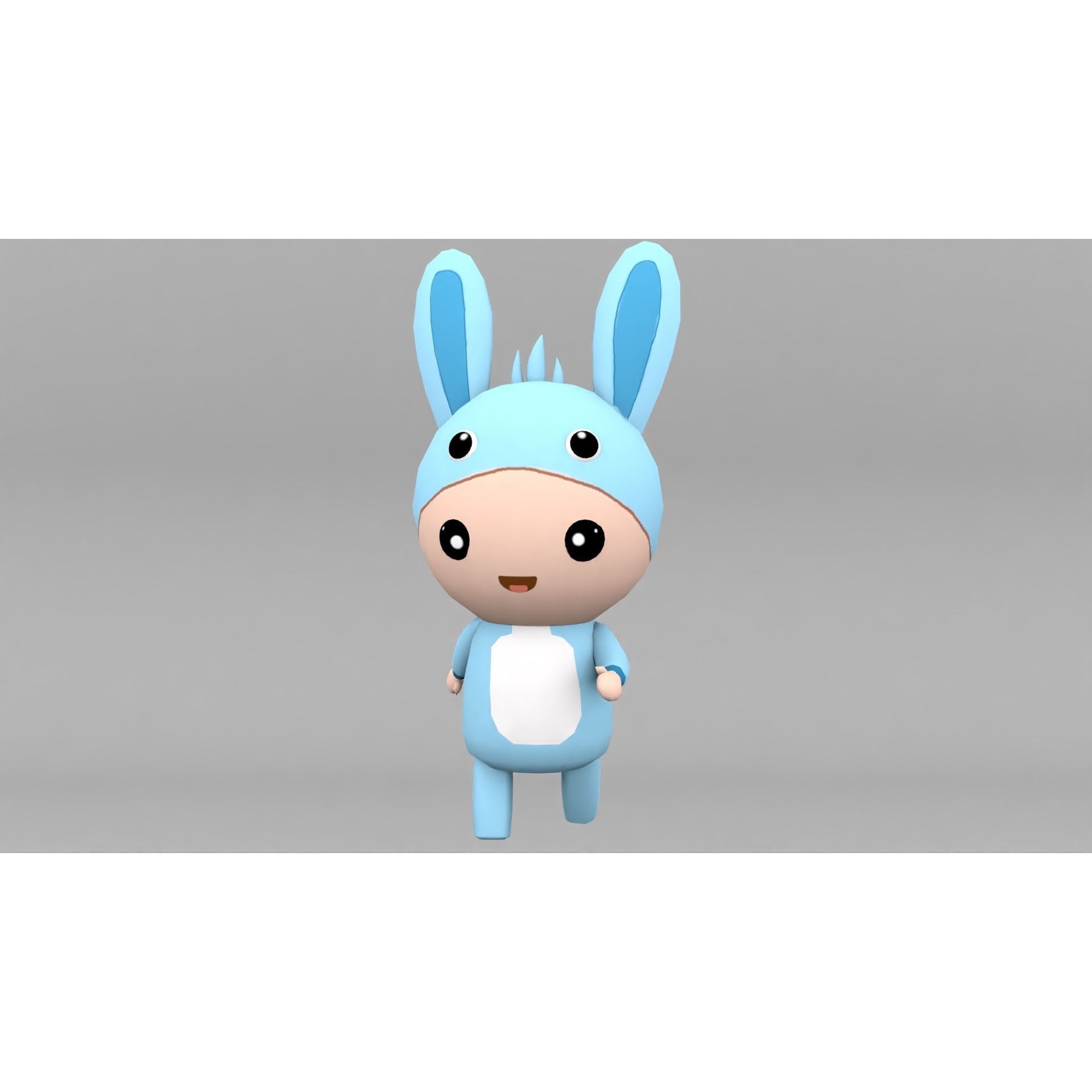 Chibi Rabbit Animated For Games Free low-poly 3D model 9