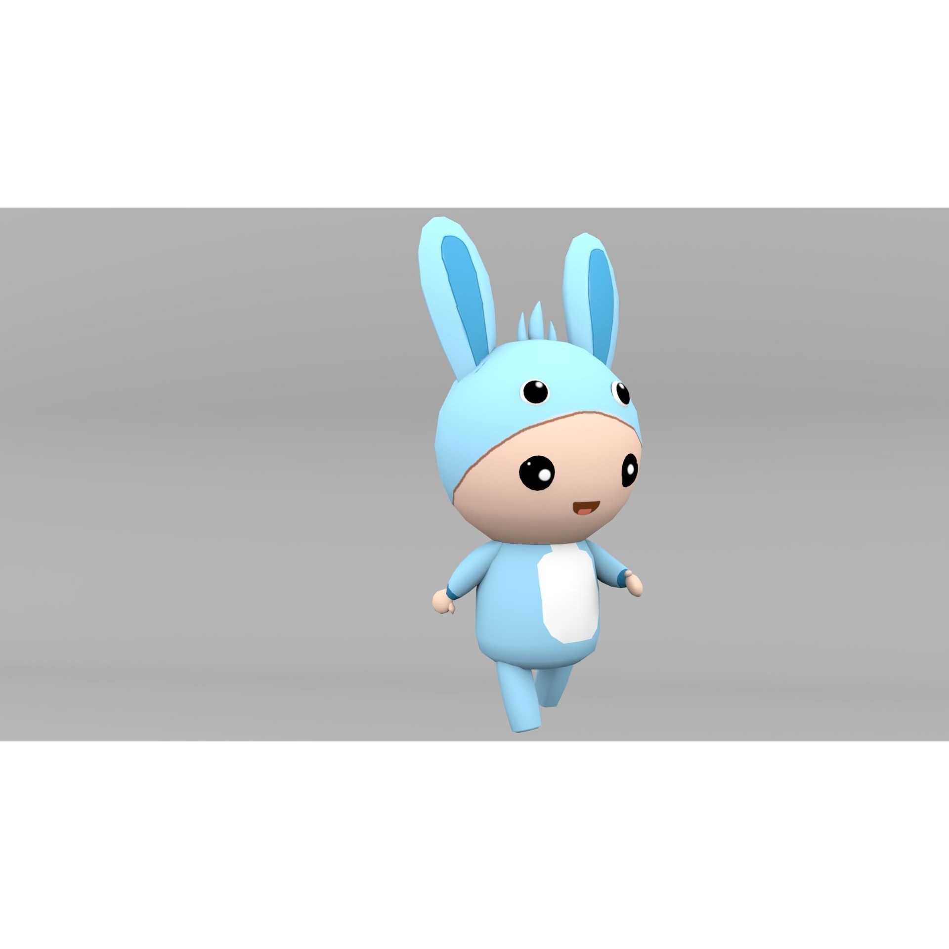 Chibi Rabbit Animated For Games Free low-poly 3D model 10