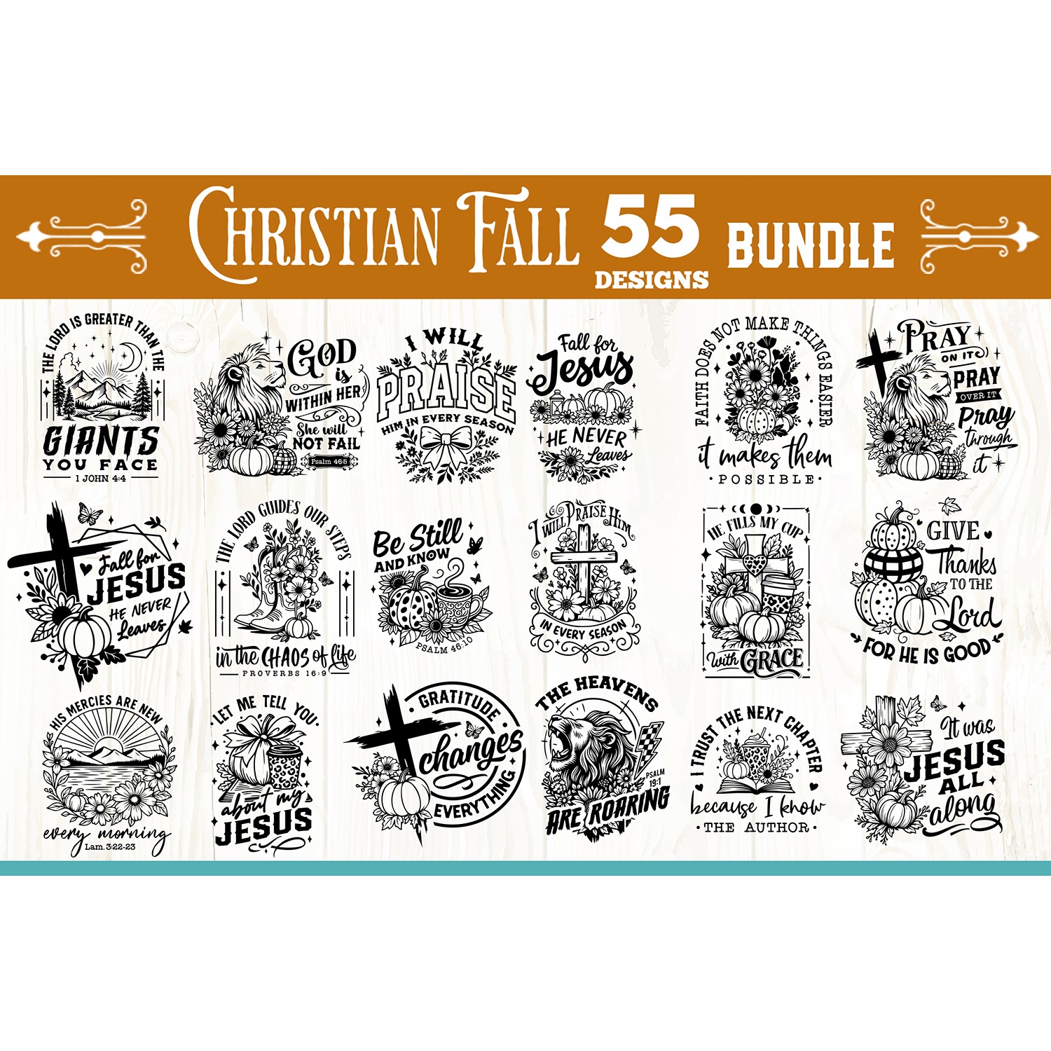 Christian Fall bundle 55 designs SVG, Jesus quotes svg 3