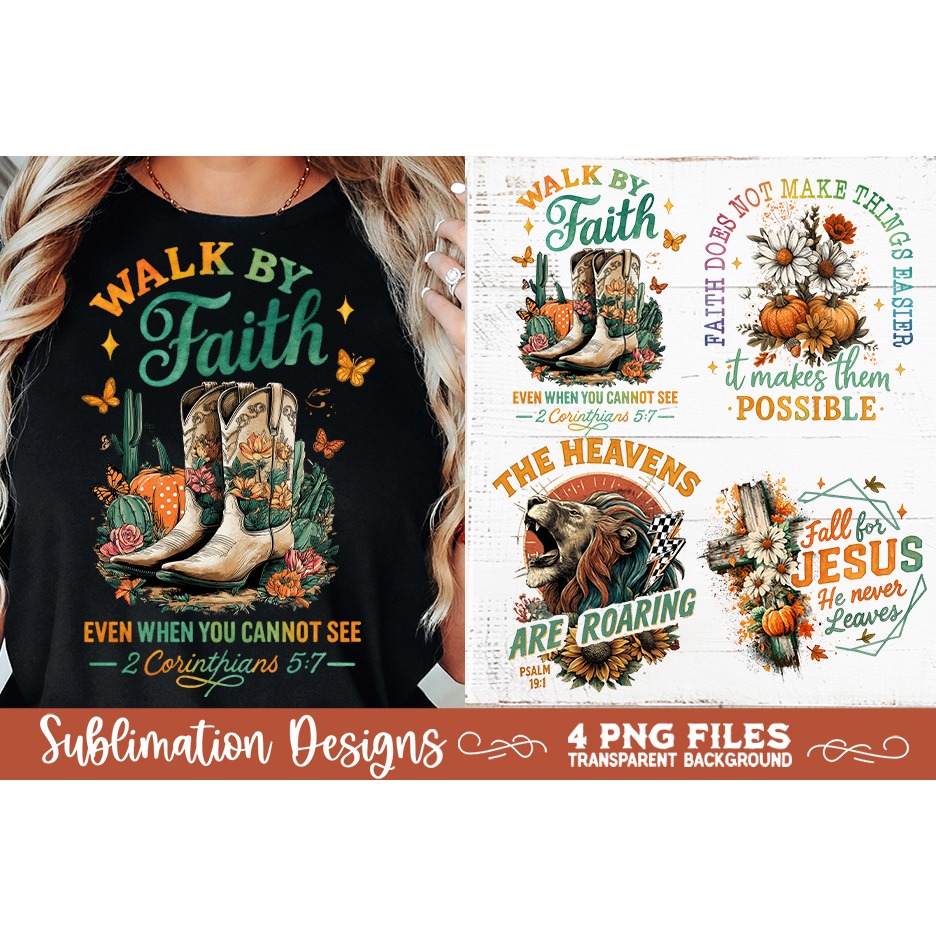 Christian Fall Inspirational 4 PNG Retro PNG Sublimation (9)