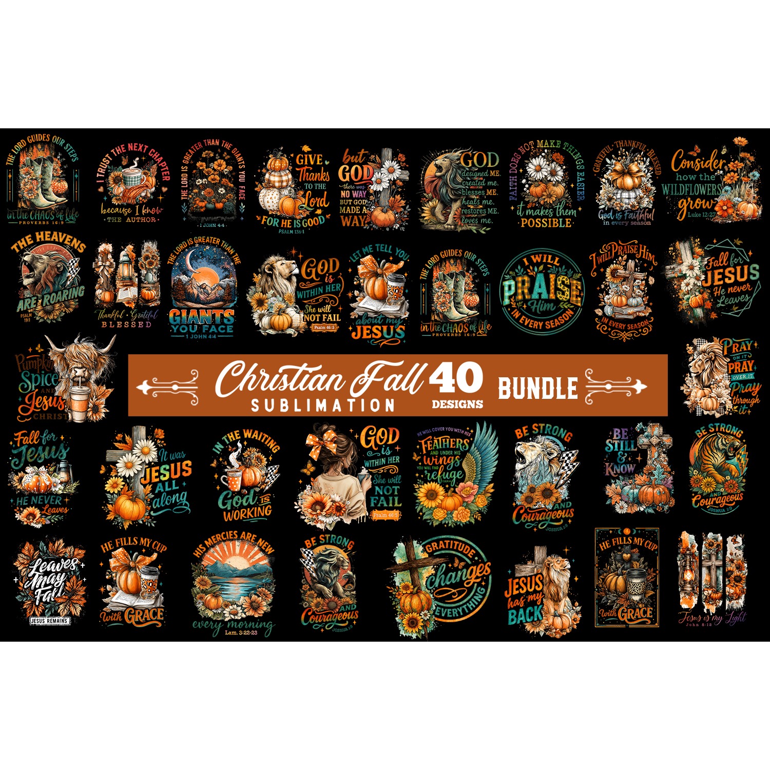 Christian fall sublimation bundle 40 designs PNG 2