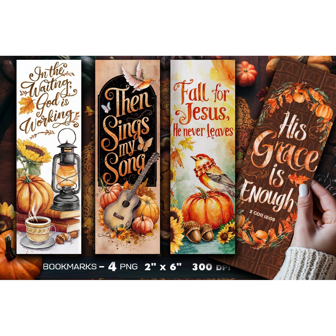 Christian Quote Autumn bookmark, Bible bookmark (3)