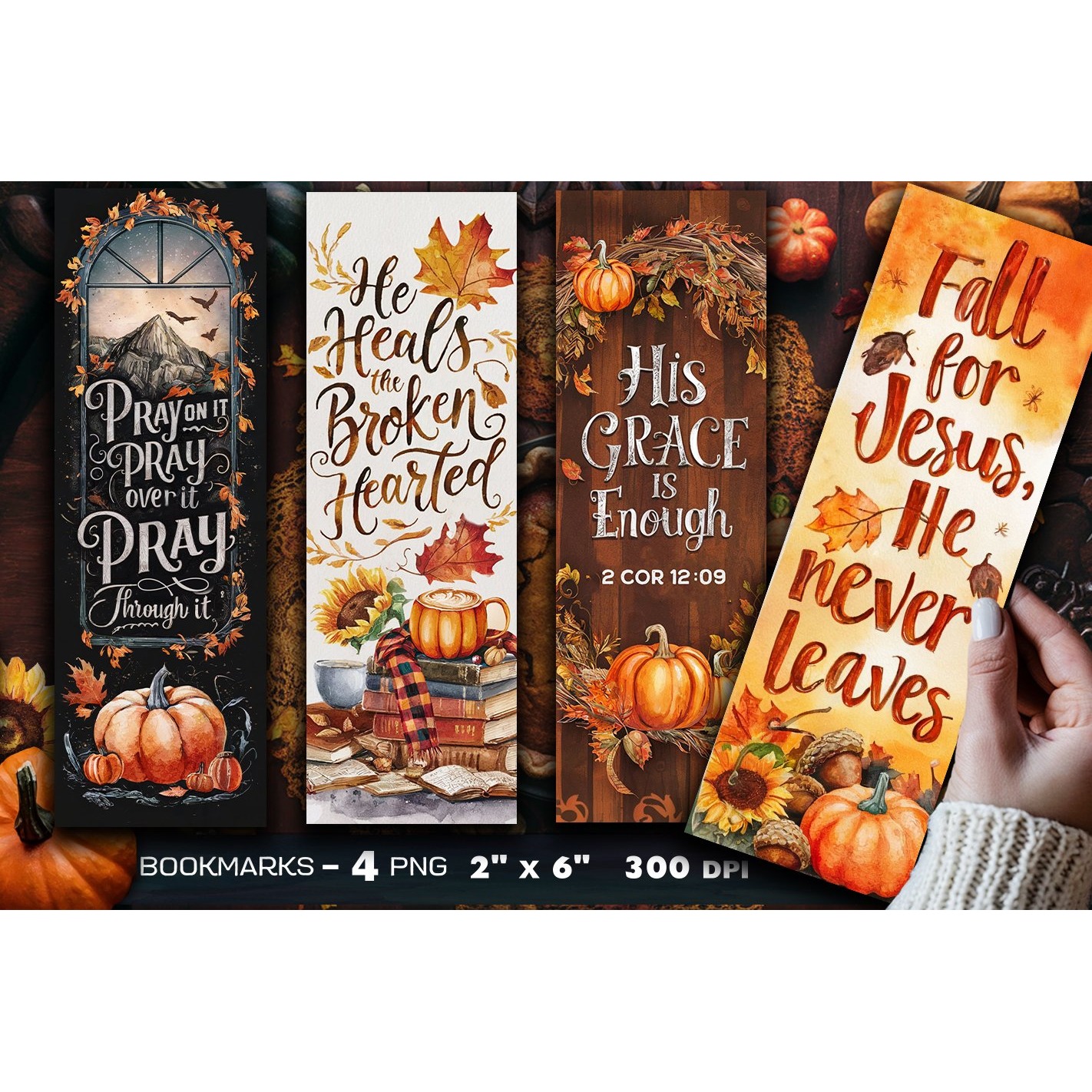 Christian Quote Autumn bookmark, Bible bookmark (4)