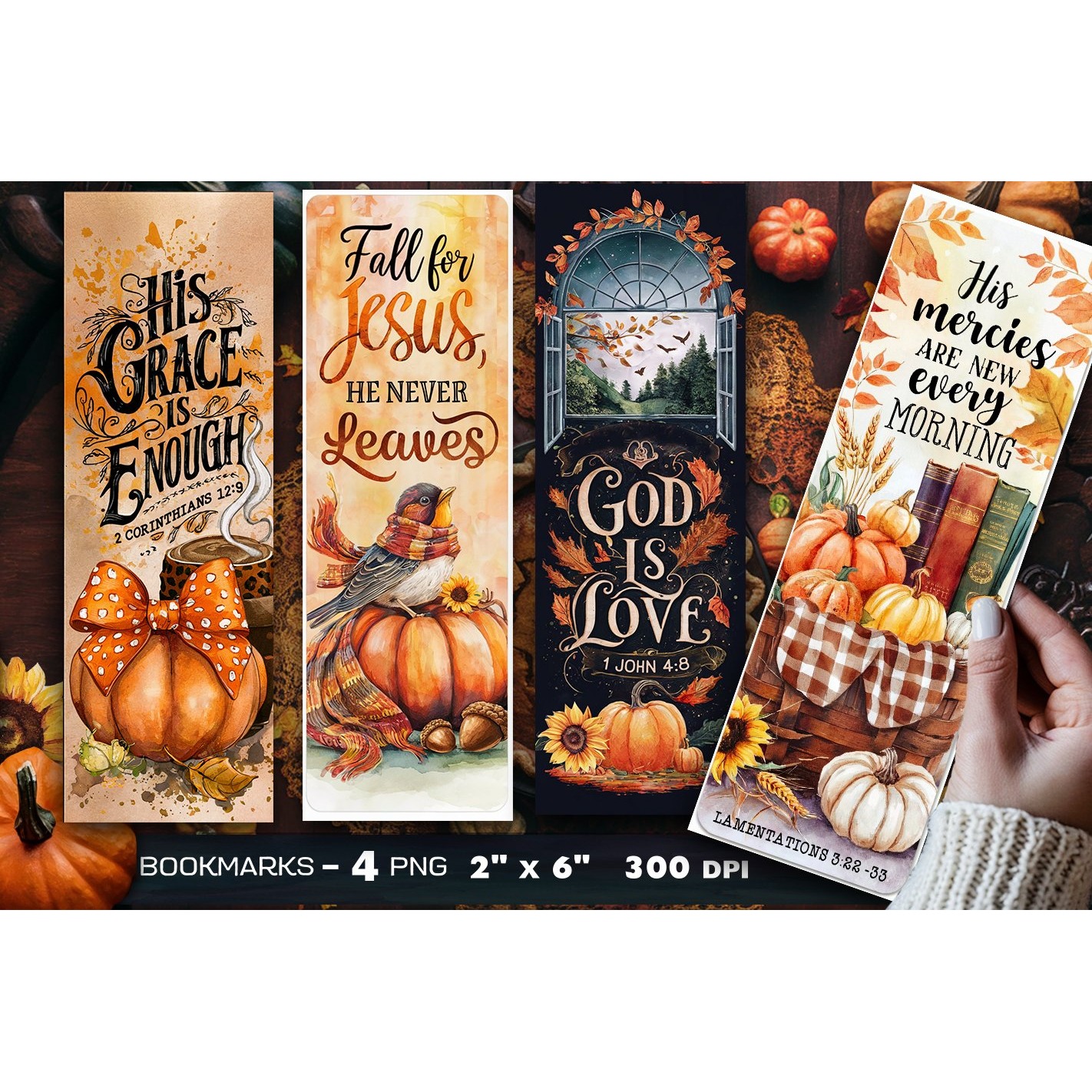 Christian Quote Autumn bookmark, Bible bookmark (5)