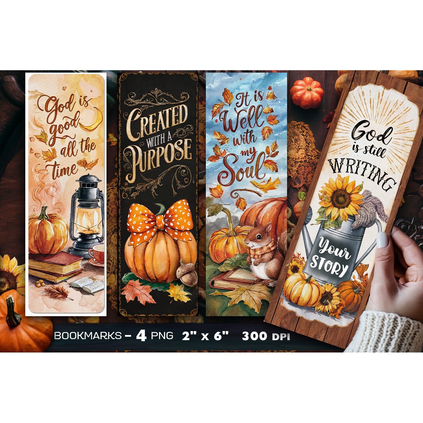 Christian Quote Autumn bookmark, Bible bookmark (6)