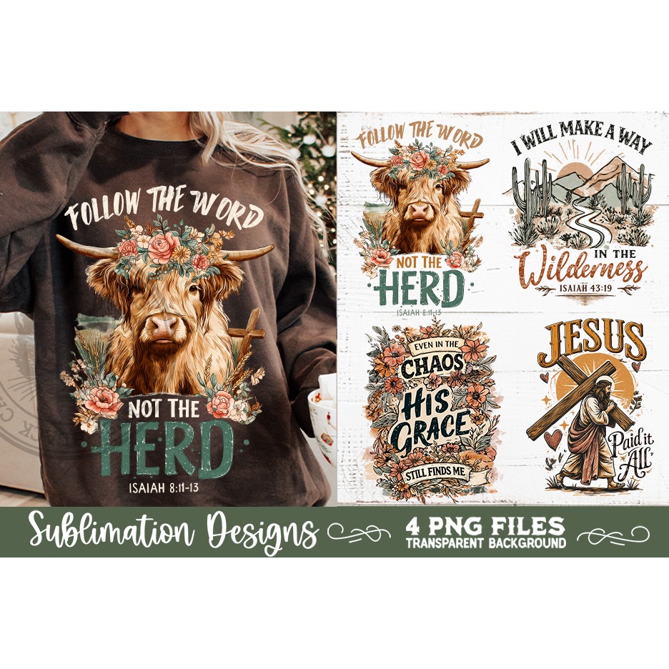 Christian Sublimation PNG Faith Sublimation 4 Designs