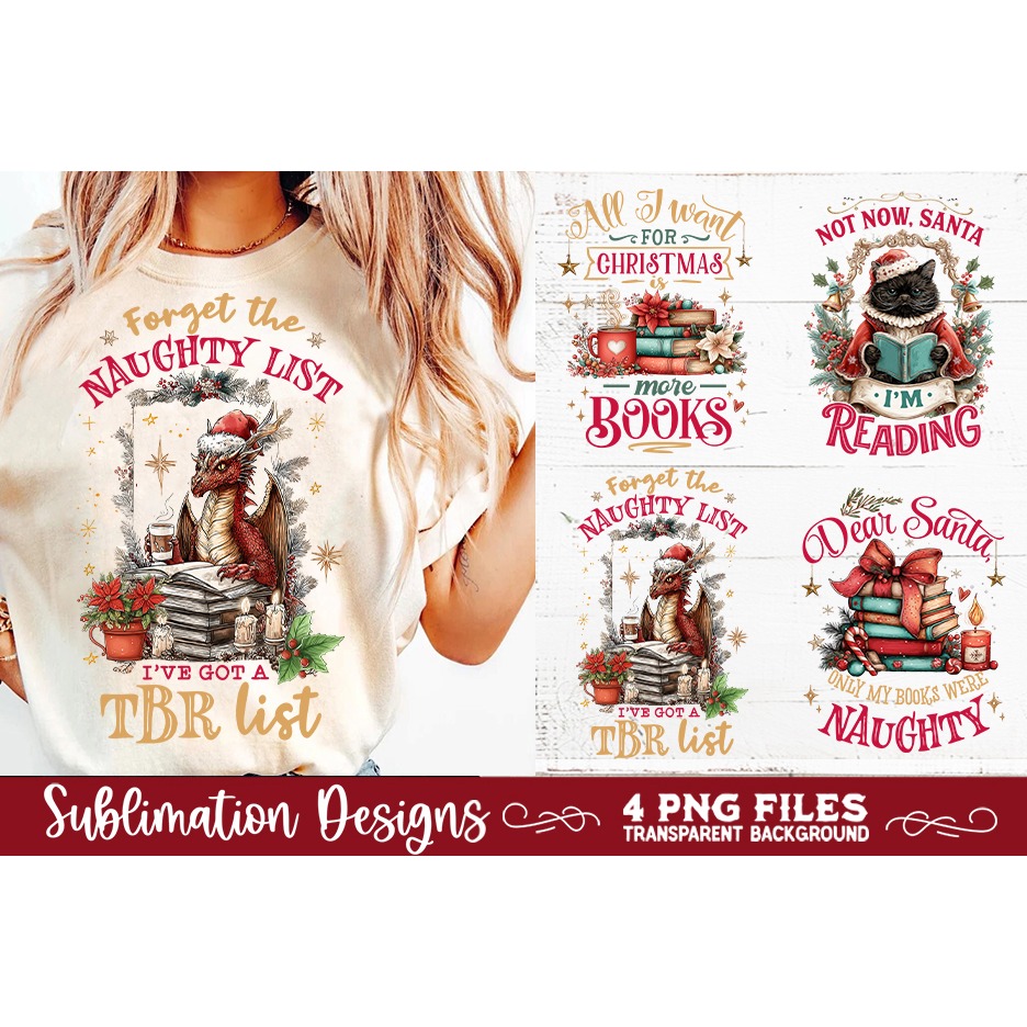 Christmas Book Lover 4 PNG Retro PNG Sublimation (2) 7
