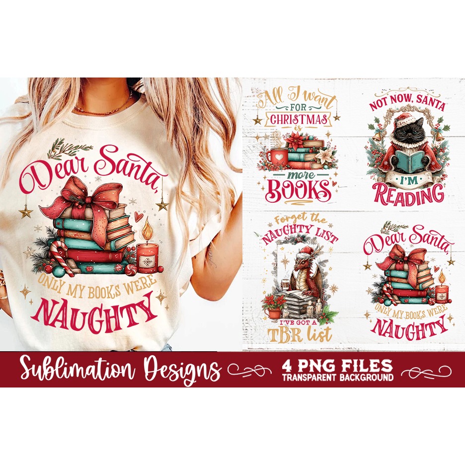 Christmas Book Lover 4 PNG Retro PNG Sublimation (2) 8