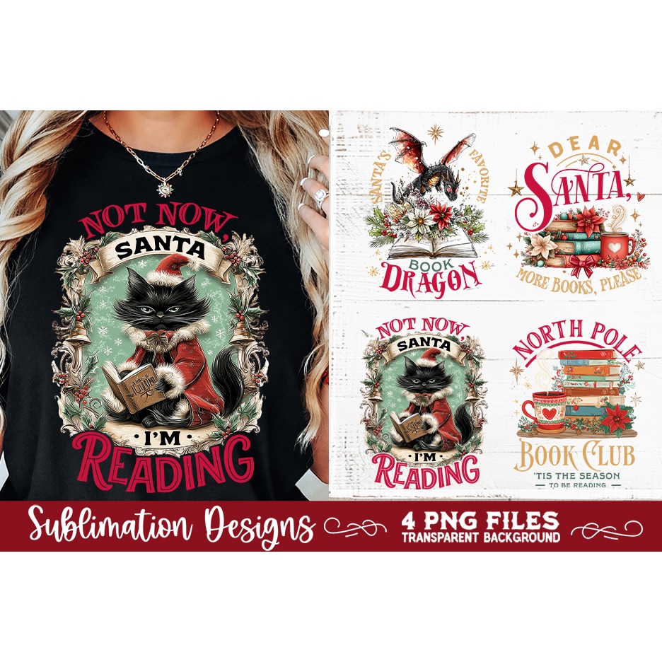 Christmas Book Lover 4 PNG Retro PNG Sublimation (4) 7