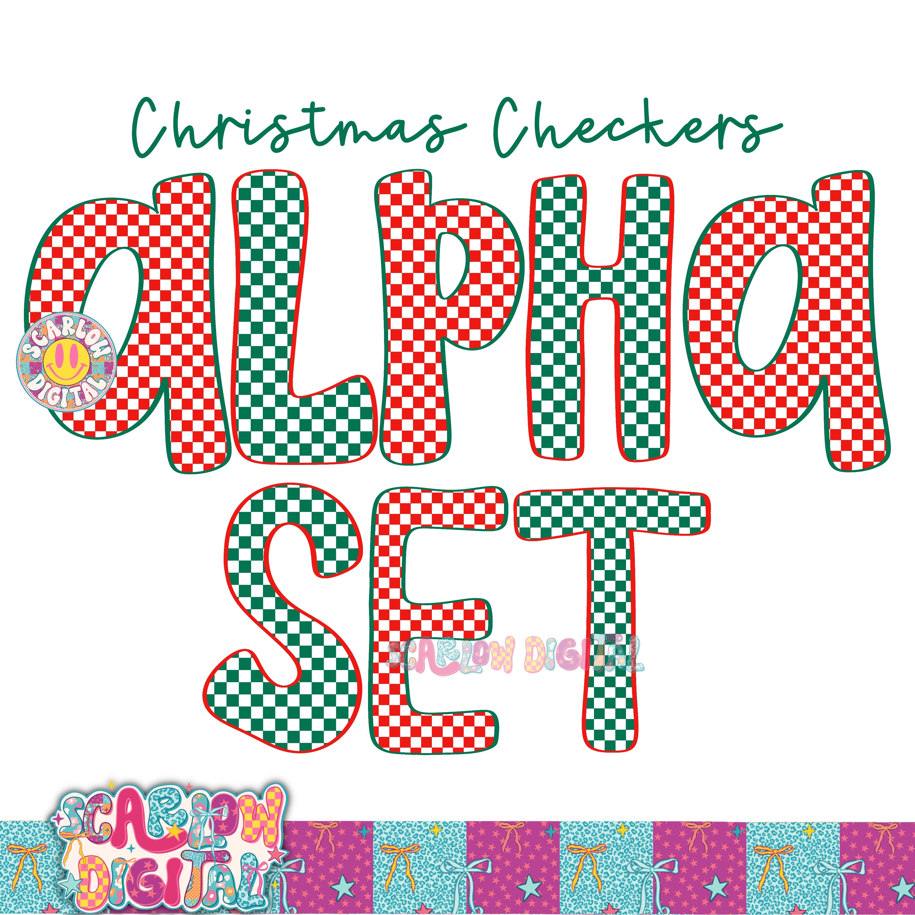 Christmas Checkered Alpha Set Digital Design 2