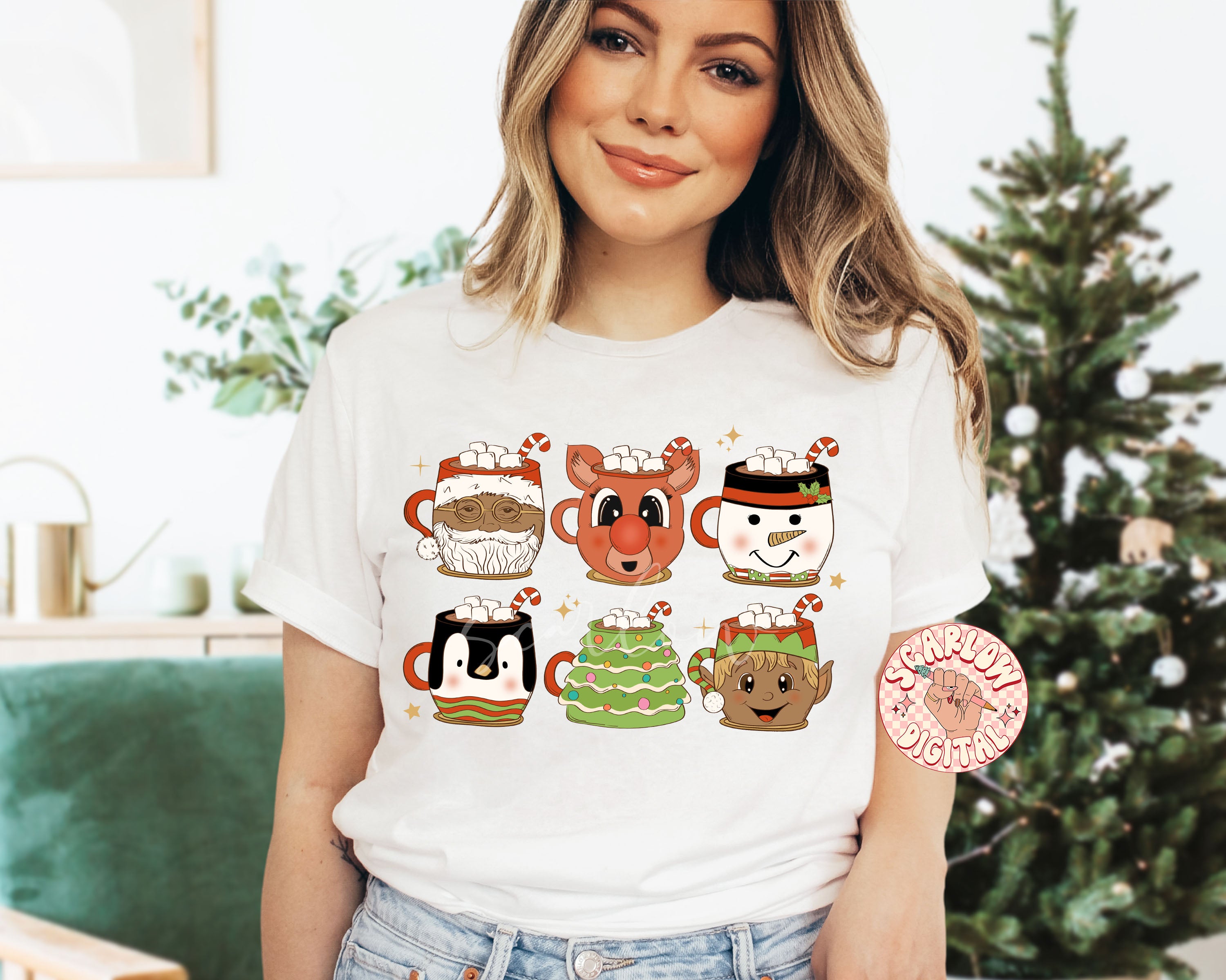 Christmas Coffee Cups PNG Sublimation Digital Design Download-santa claus png, reindeer png, snowman png, penguin png, christmas tree png 2