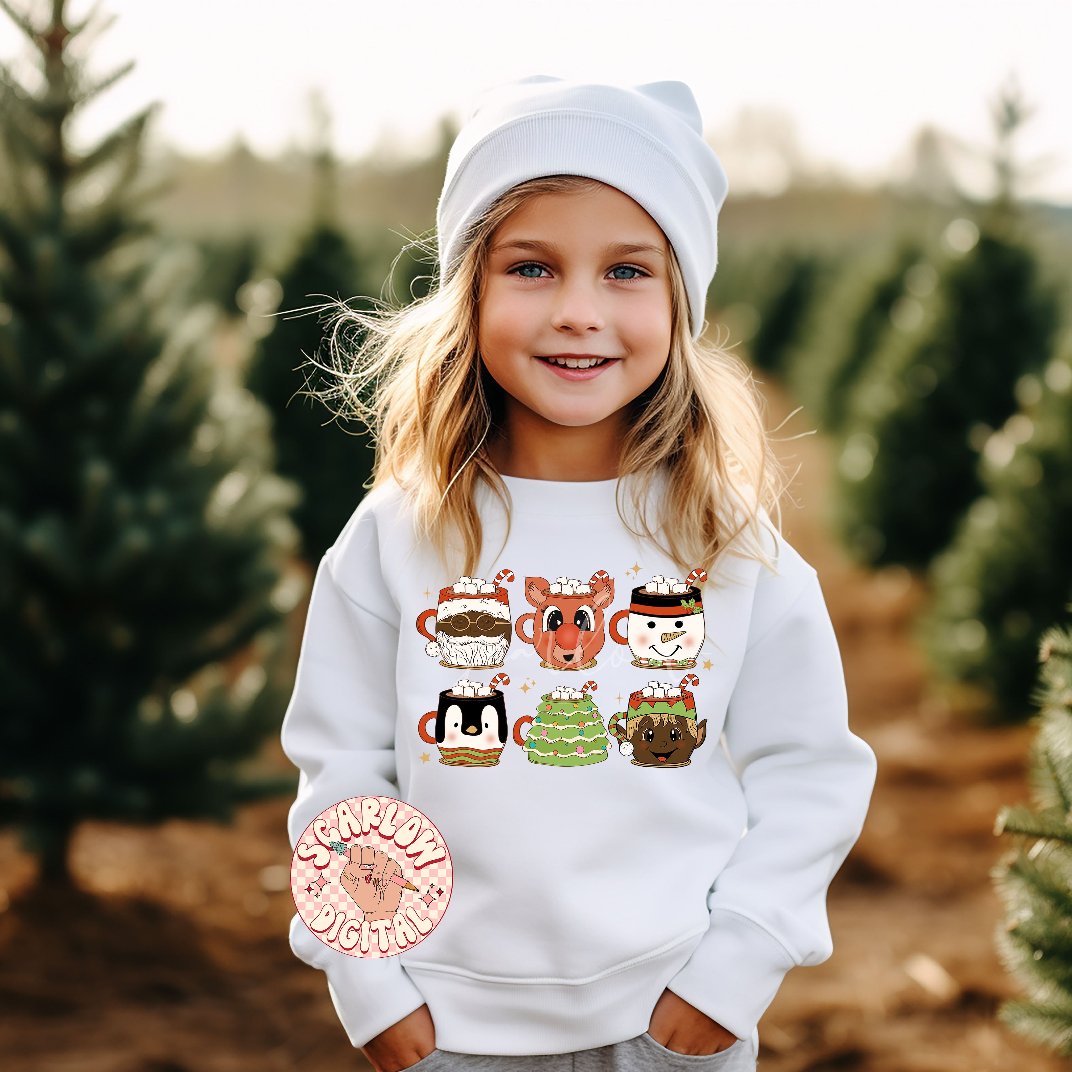 Christmas Coffee Cups PNG Sublimation Digital Design Download-santa claus png, reindeer png, snowman png, penguin png, christmas tree png 5