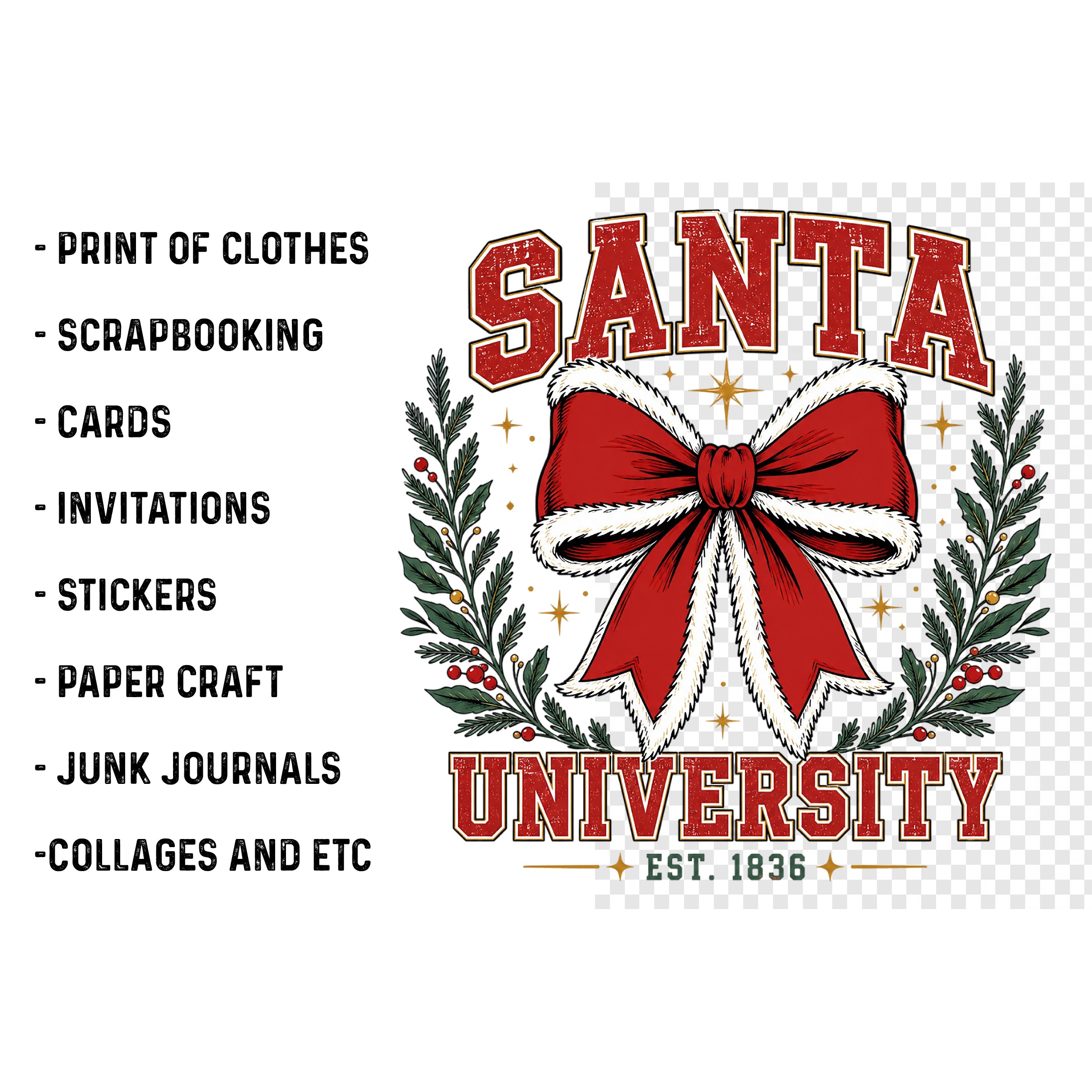 Christmas Coquette Santa Bow PNG