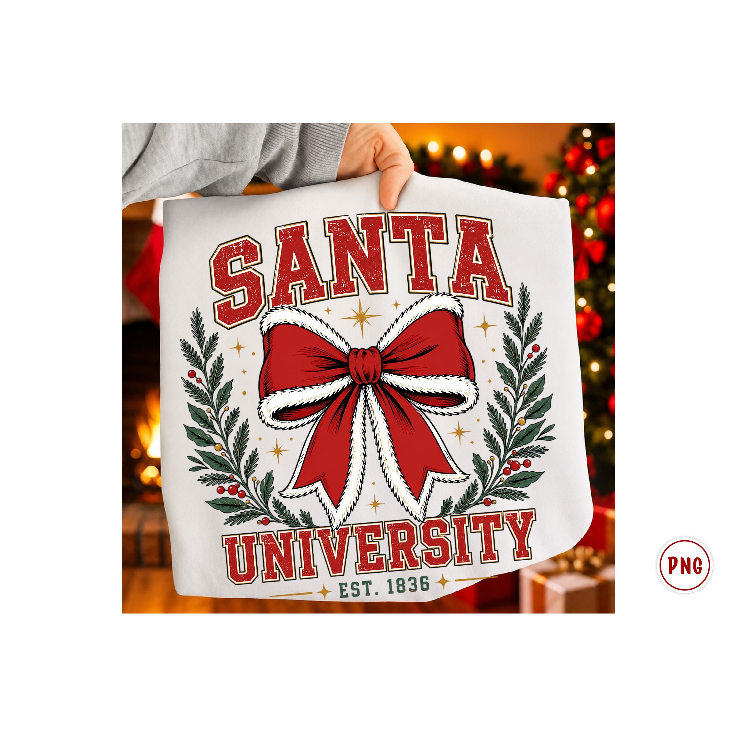 Christmas Coquette Santa Bow PNG 2