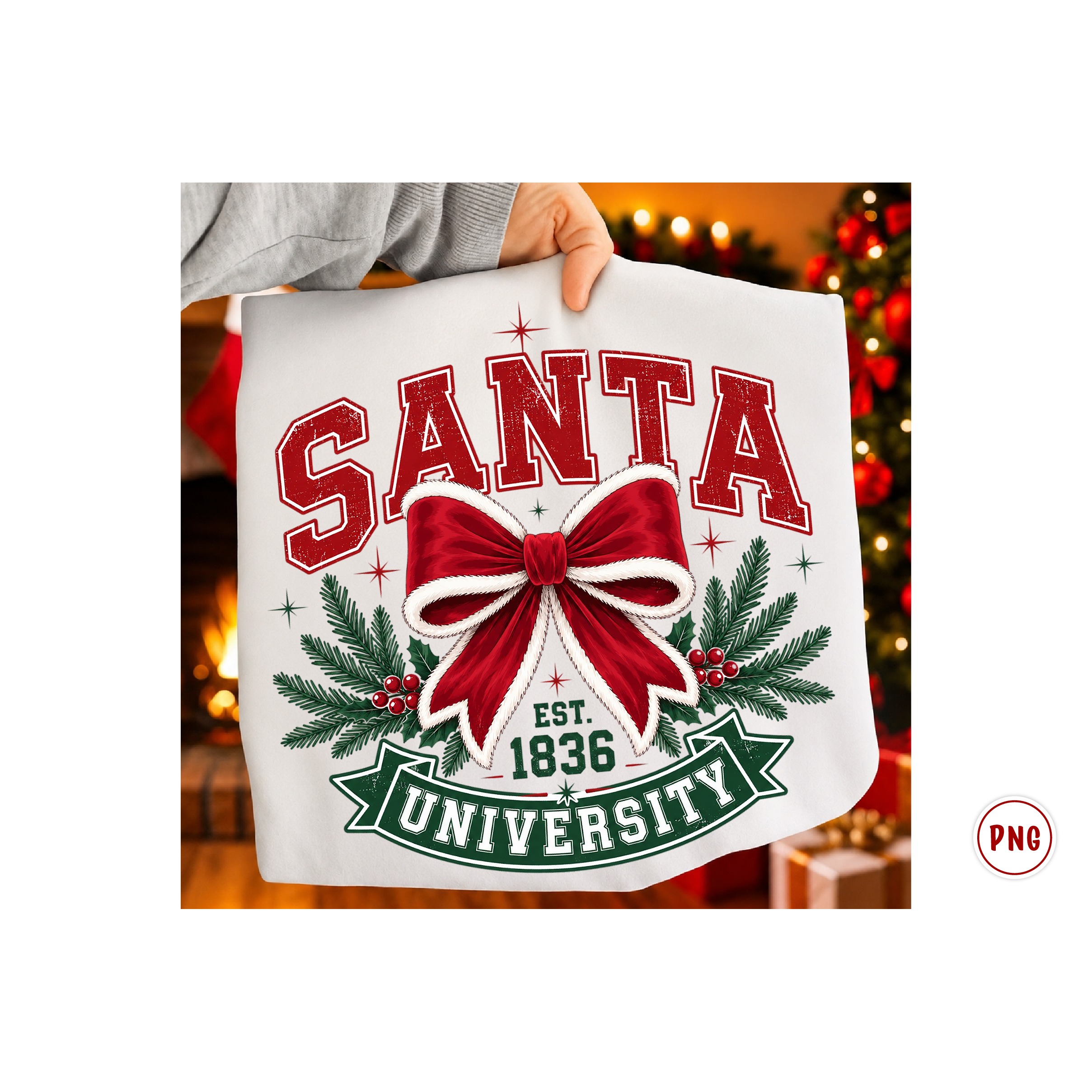 Christmas Coquette Santa Bow PNG (2) 2