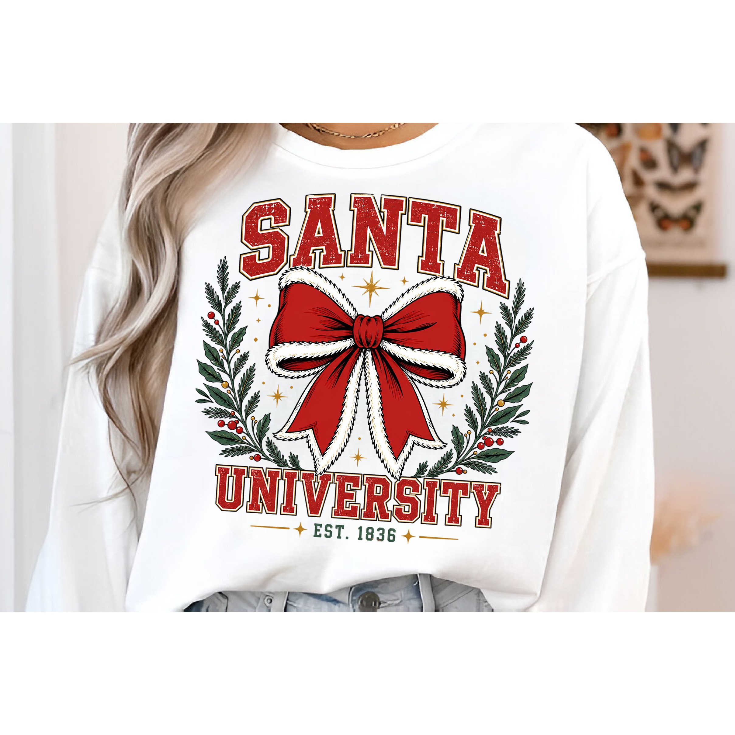 Christmas Coquette Santa Bow PNG 3