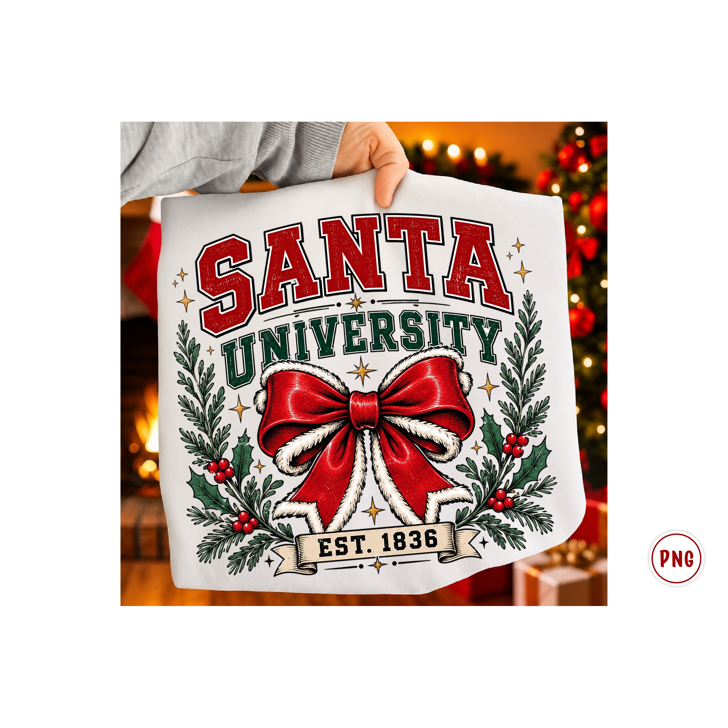 Christmas Coquette Santa Bow PNG (3) 2