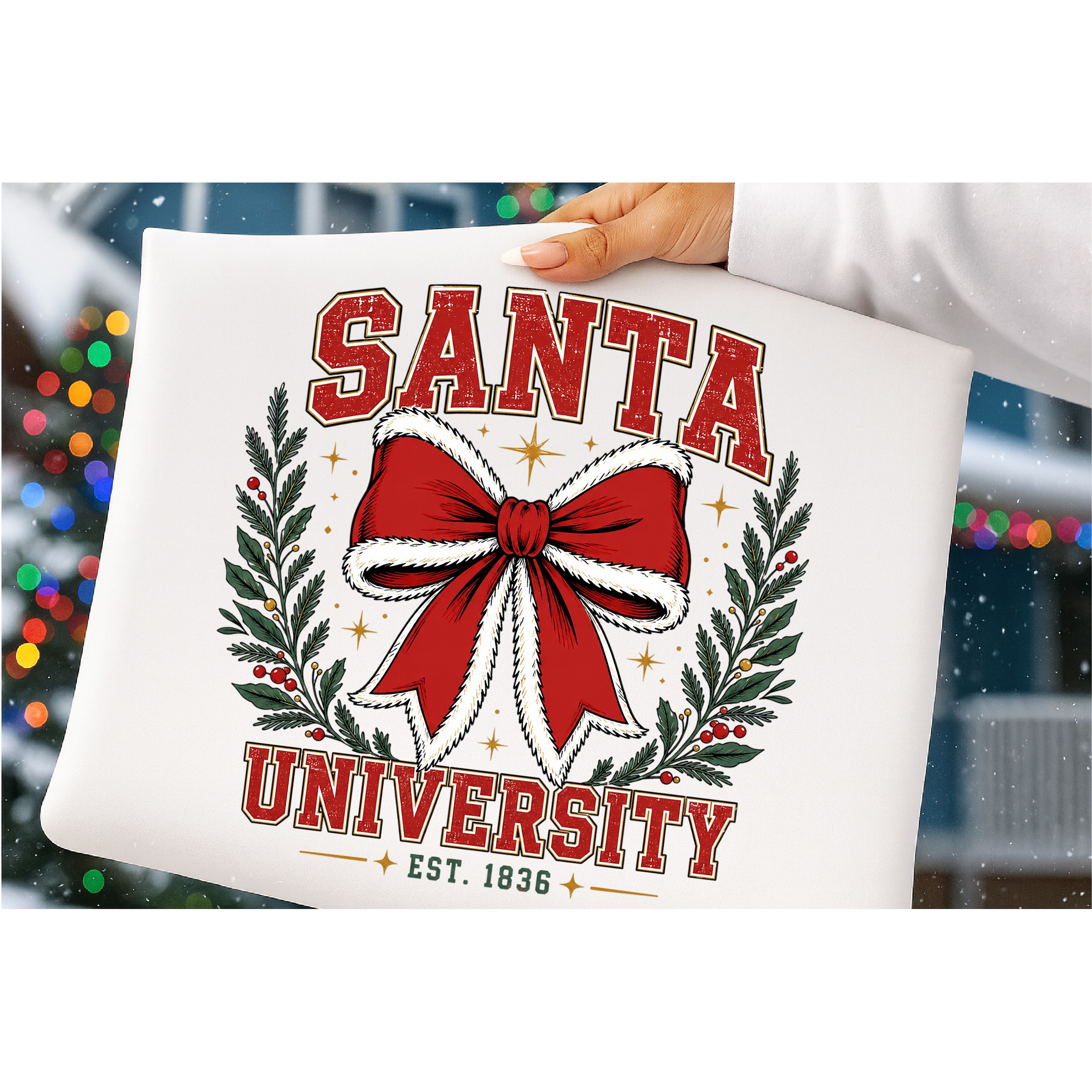 Christmas Coquette Santa Bow PNG 4