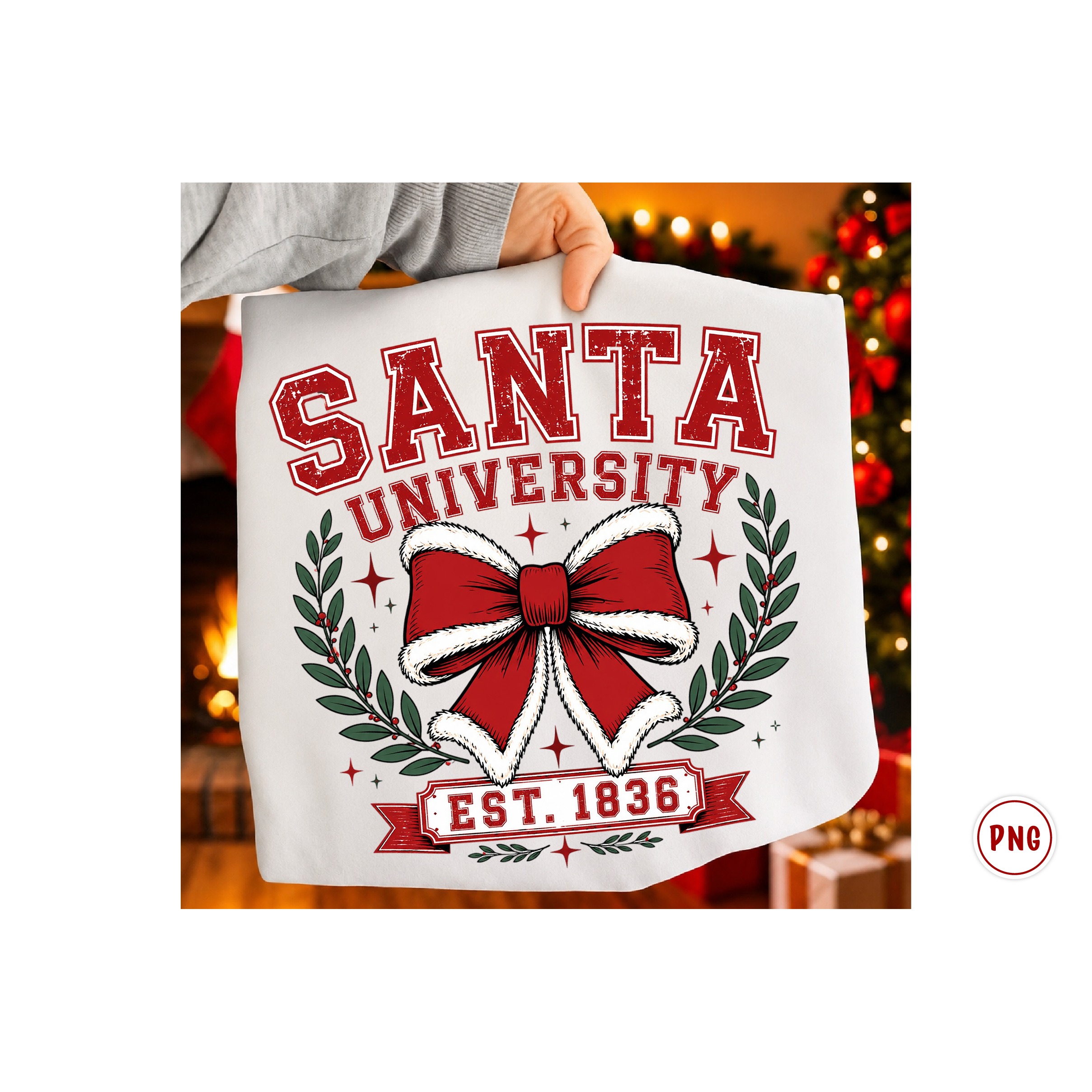 Christmas Coquette Santa Bow PNG (4) 2