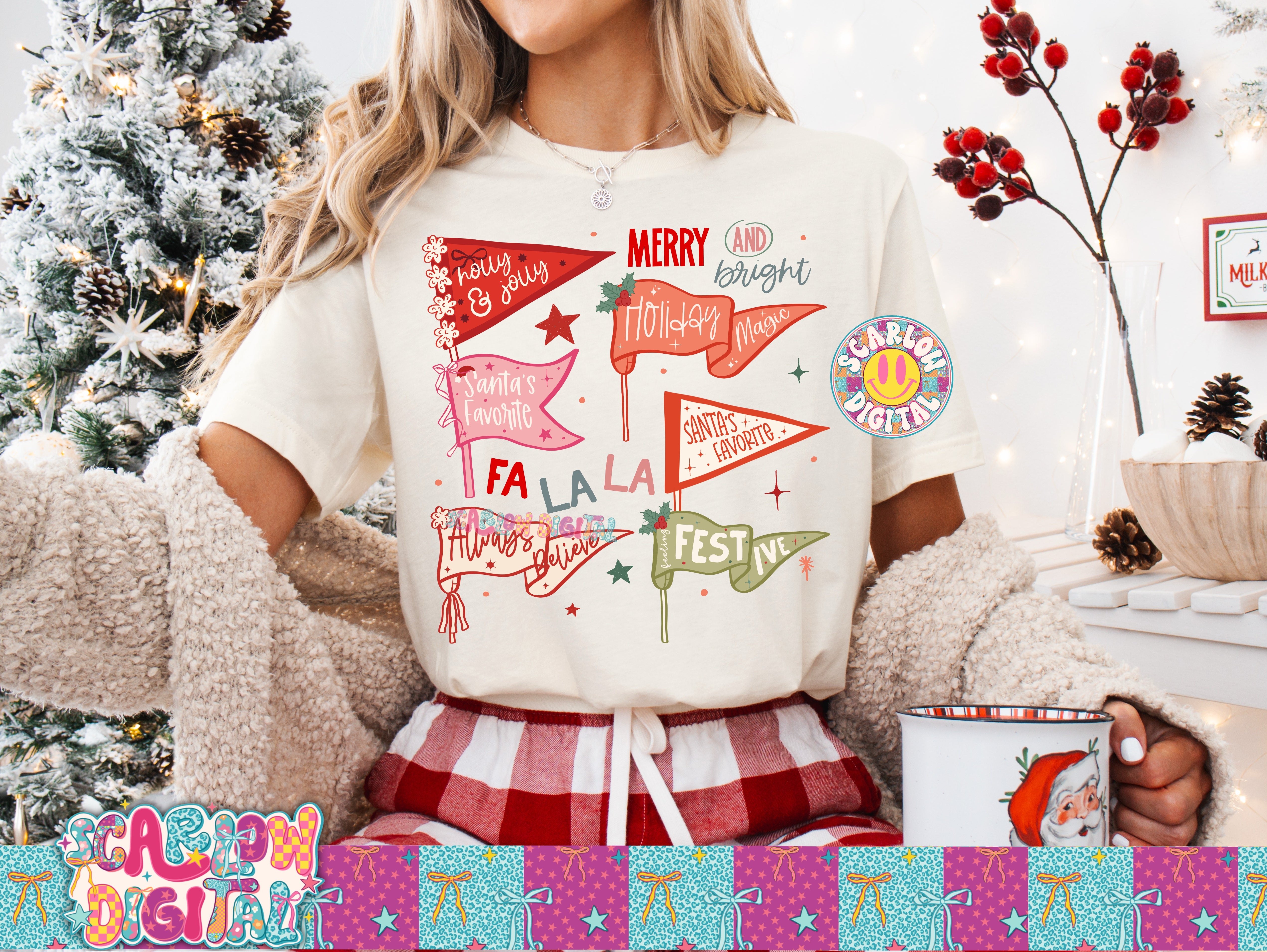 Christmas Flags PNG Digital Design 2