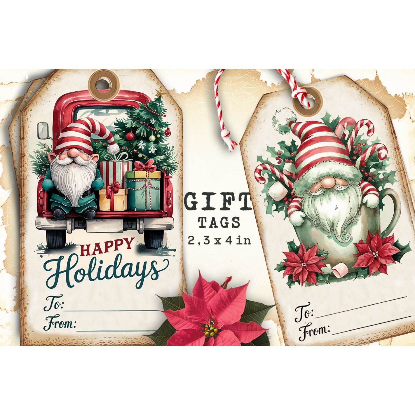 Christmas Gift Tags, Christmas labels, Christmas Gnomes tags 3