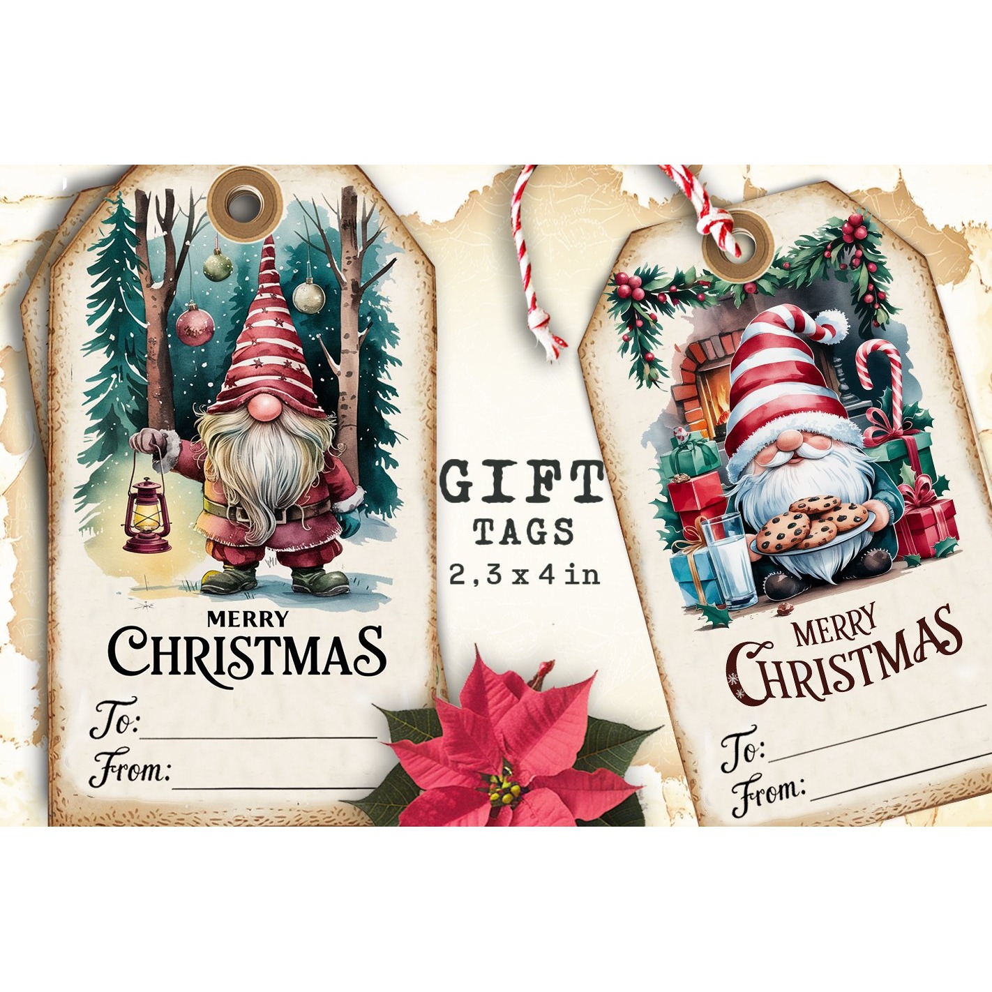Christmas Gift Tags, Christmas labels, Christmas Gnomes tags 4