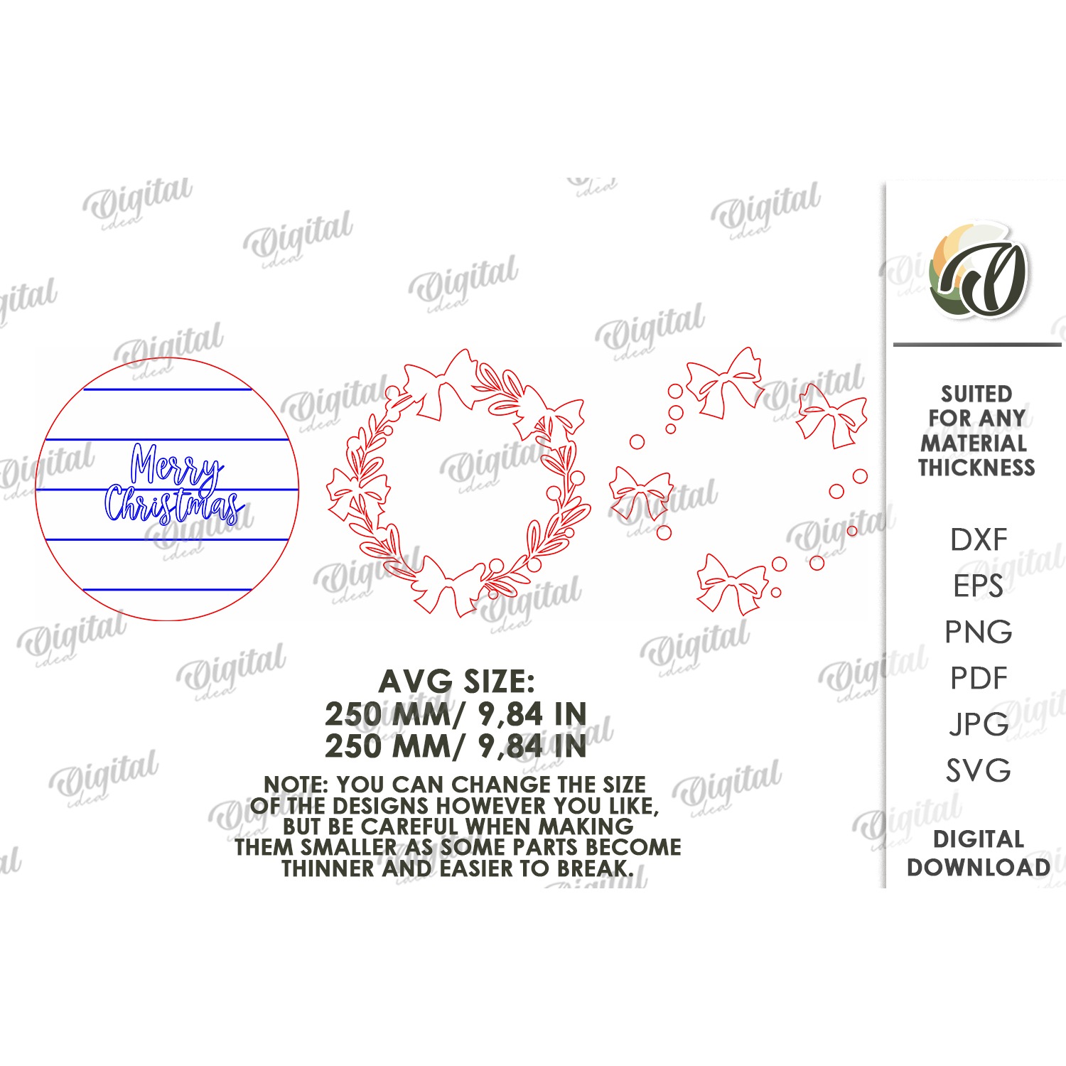 Christmas Grunge Round Sign Laser Cut. Christmas Decor SVG 2