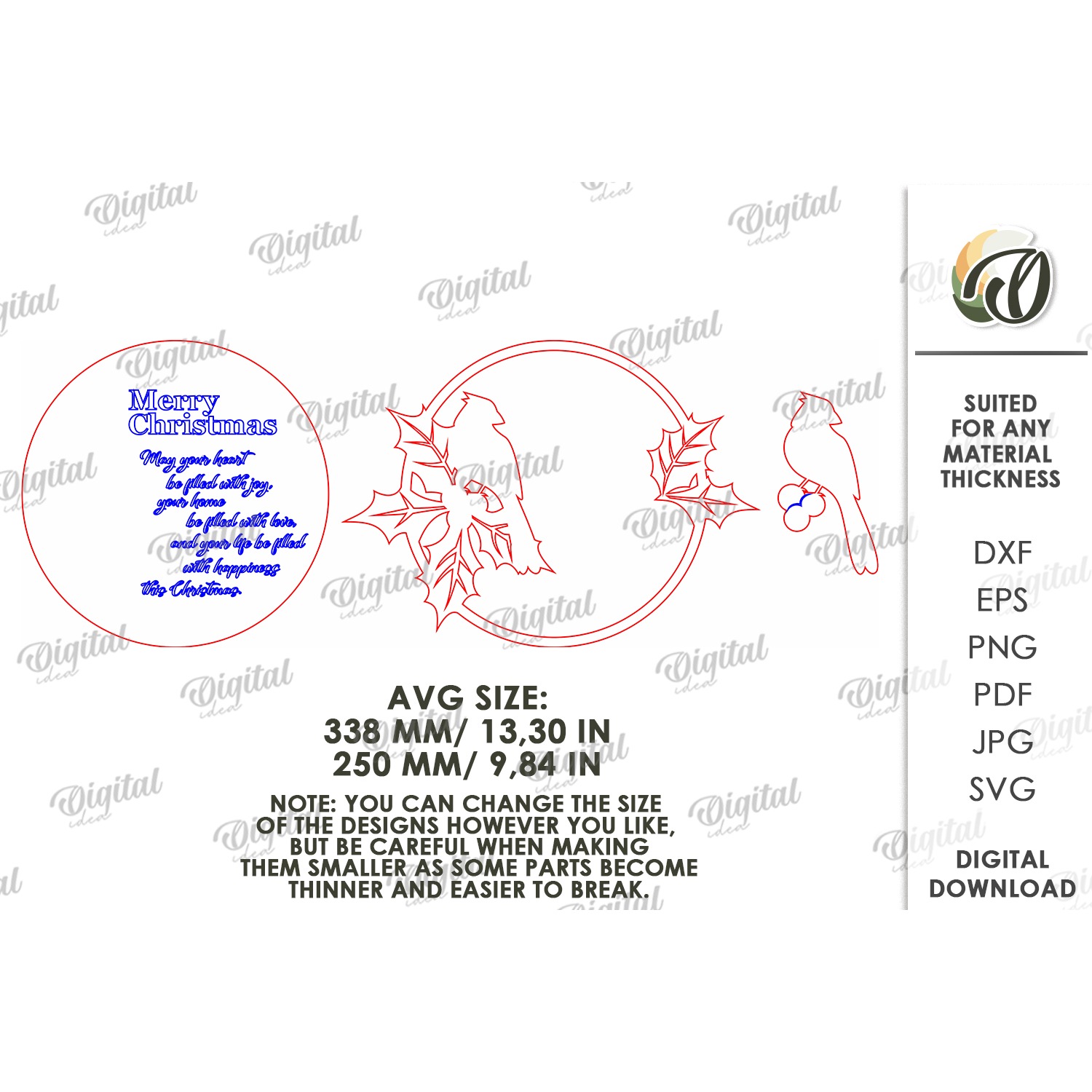 Christmas Grunge Round Sign Laser Cut. Christmas Decor SVG (3) 2