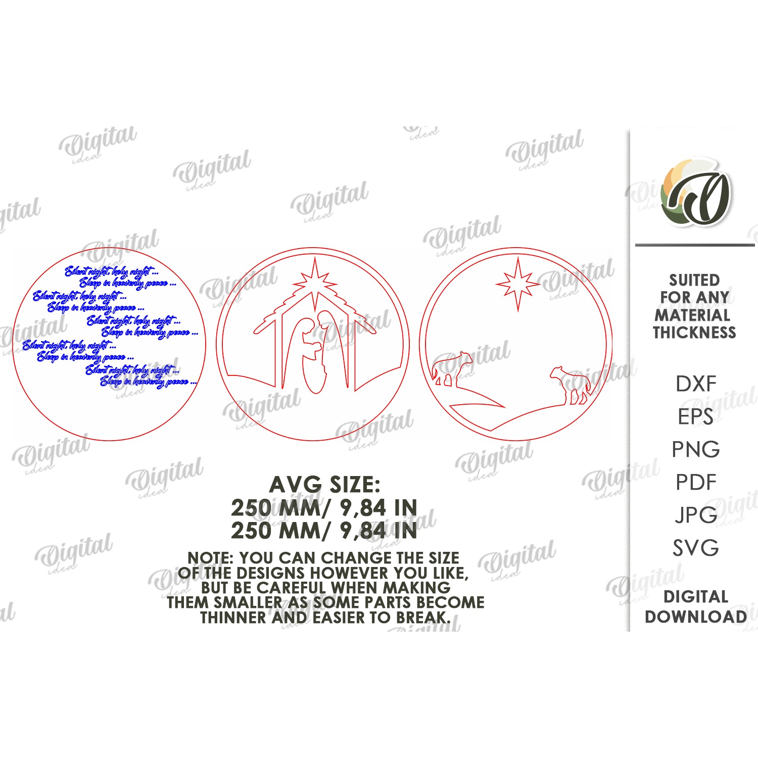 Christmas Grunge Round Sign Laser Cut. Christmas Decor SVG (4) 2