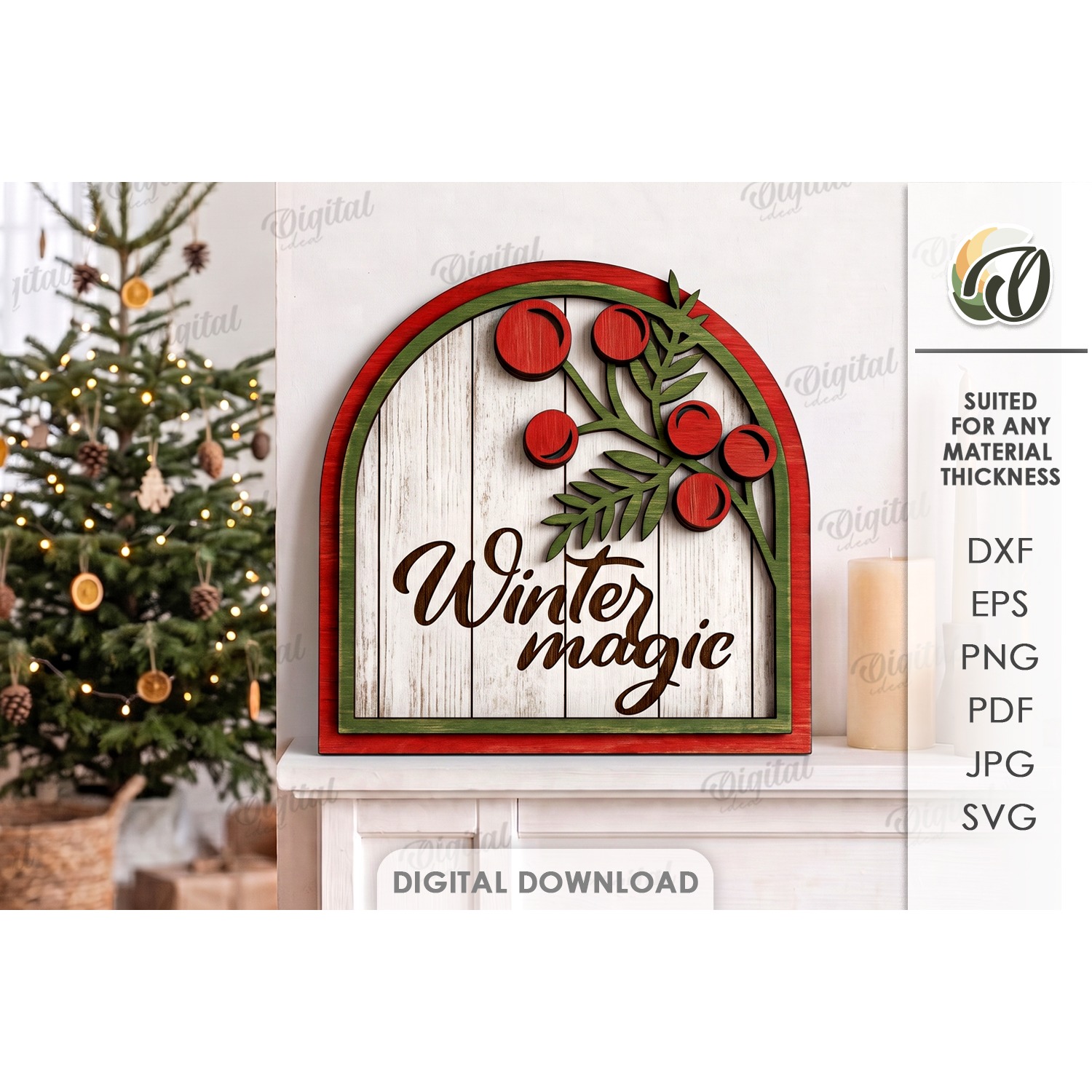Christmas Grunge Wall Signs Bundle Laser Cut. Wall Decor SVG 11