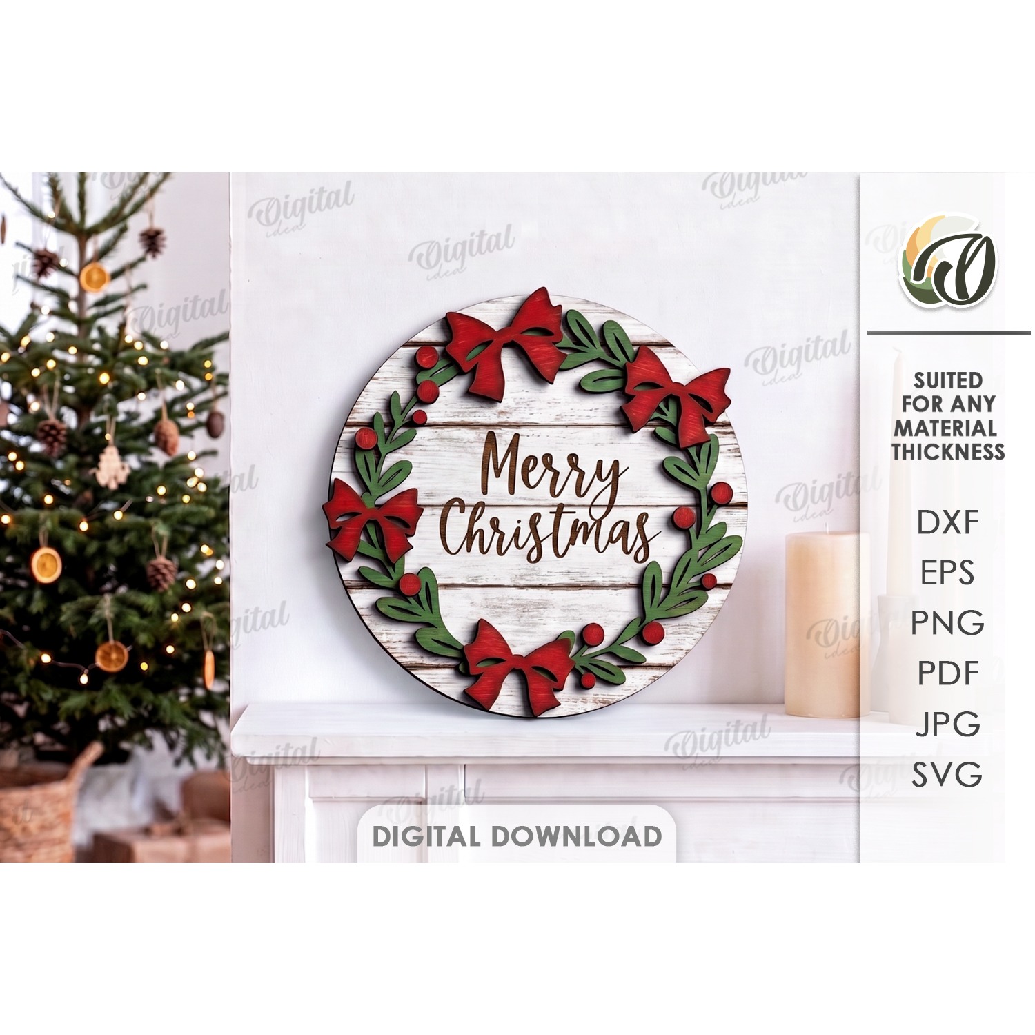 Christmas Grunge Wall Signs Bundle Laser Cut. Wall Decor SVG 13