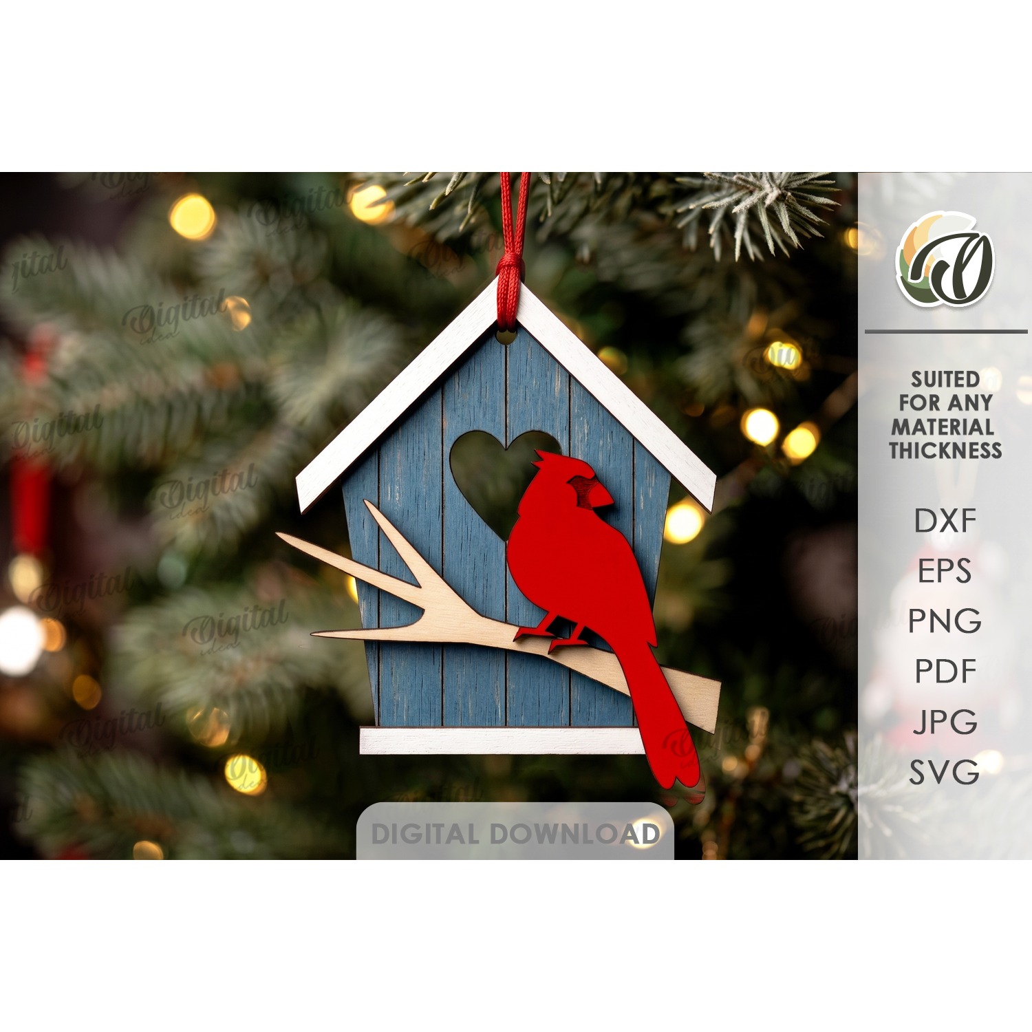 Christmas House Tree Ornament Laser Cut. Christmas Decor SVG