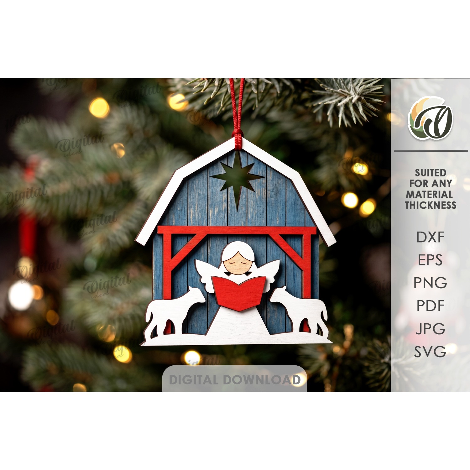 Christmas House Tree Ornament Laser Cut. Christmas Decor SVG (4)