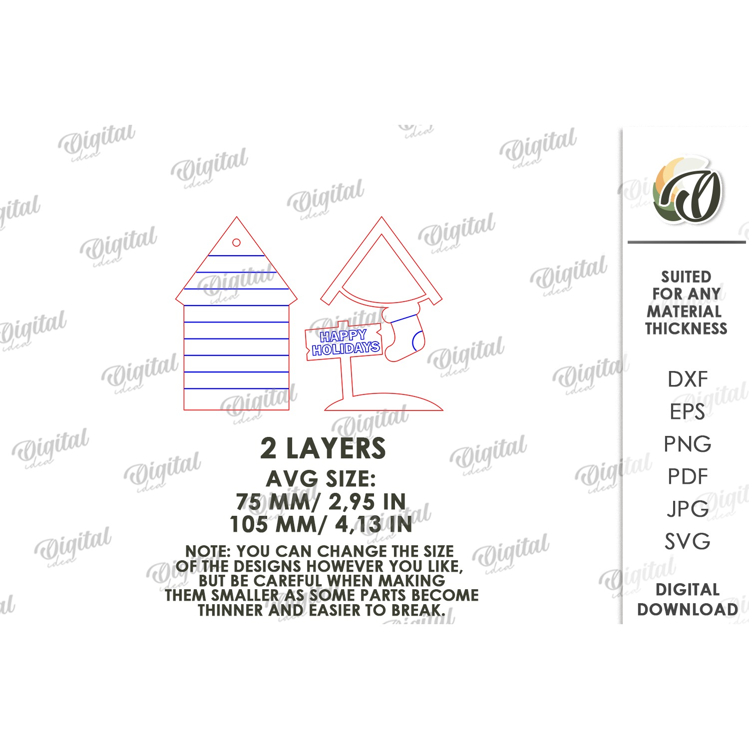 Christmas House Tree Ornament Laser Cut. Christmas Decor SVG (2) 2