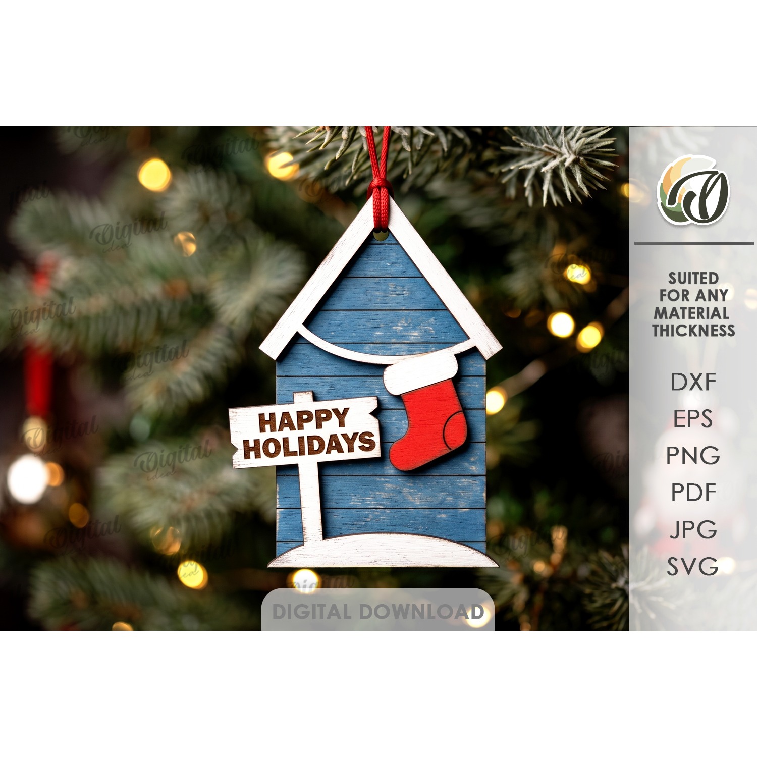 Christmas House Tree Ornaments Bundle Laser Cut 12