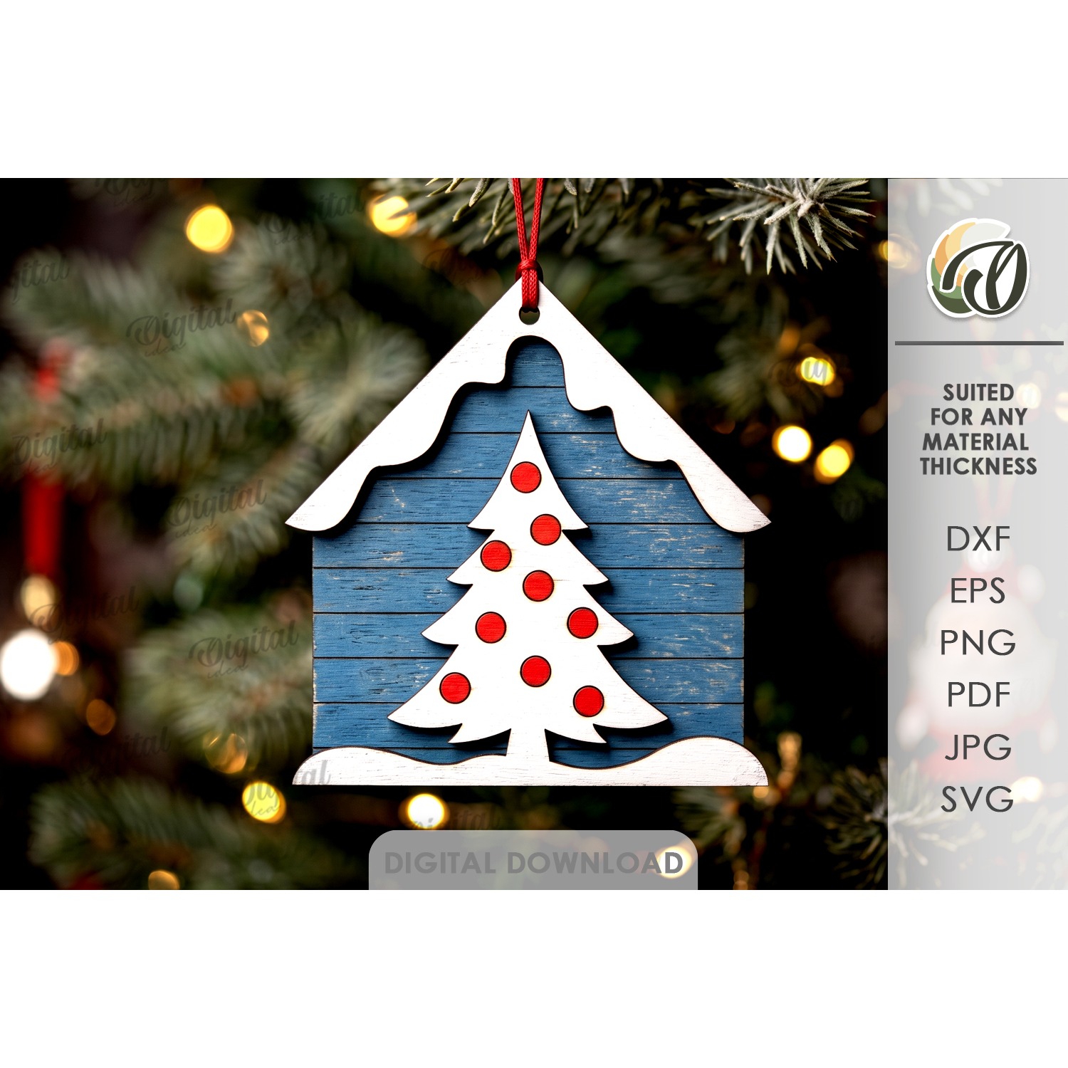 Christmas House Tree Ornaments Bundle Laser Cut 4