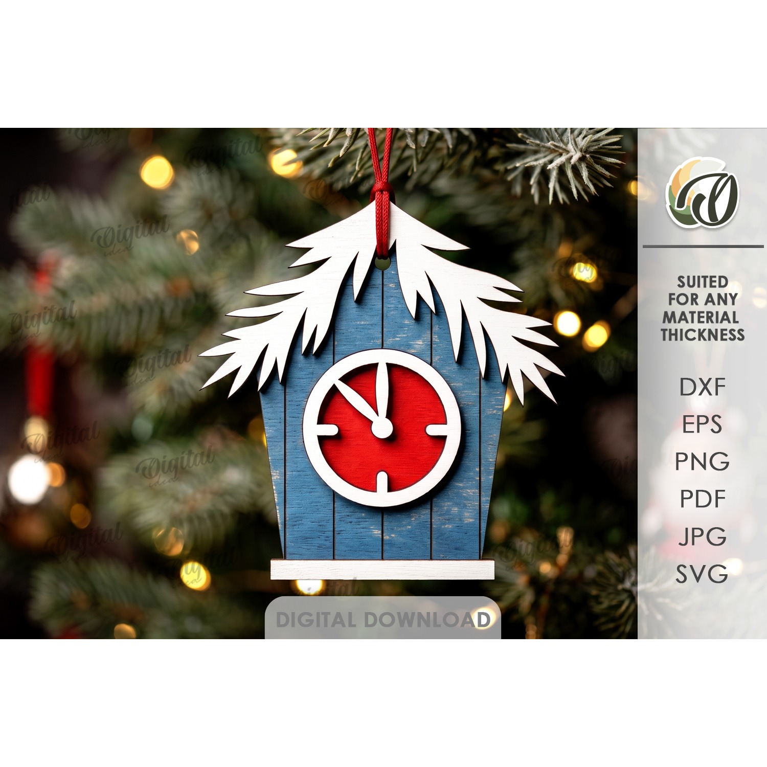 Christmas House Tree Ornaments Bundle Laser Cut 6