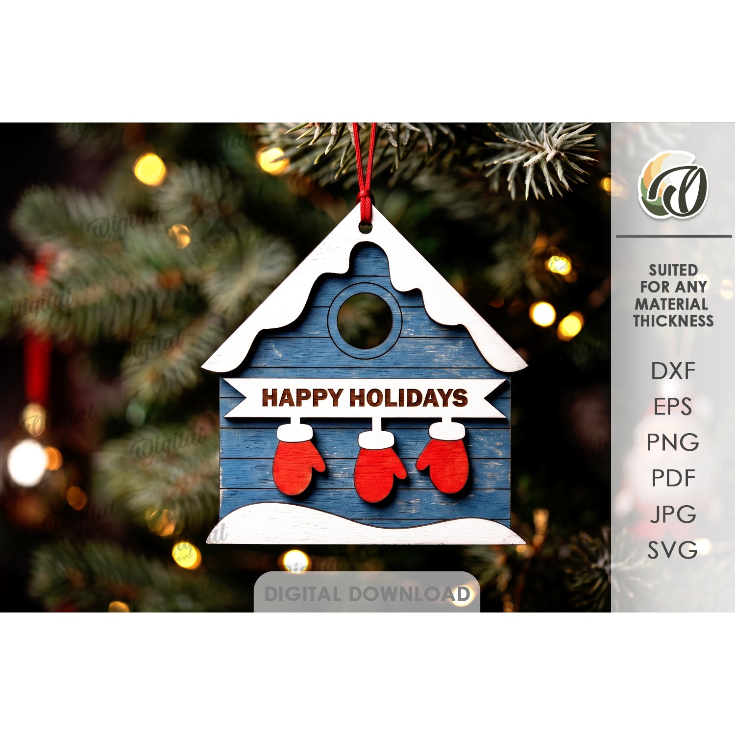 Christmas House Tree Ornaments Bundle Laser Cut 7