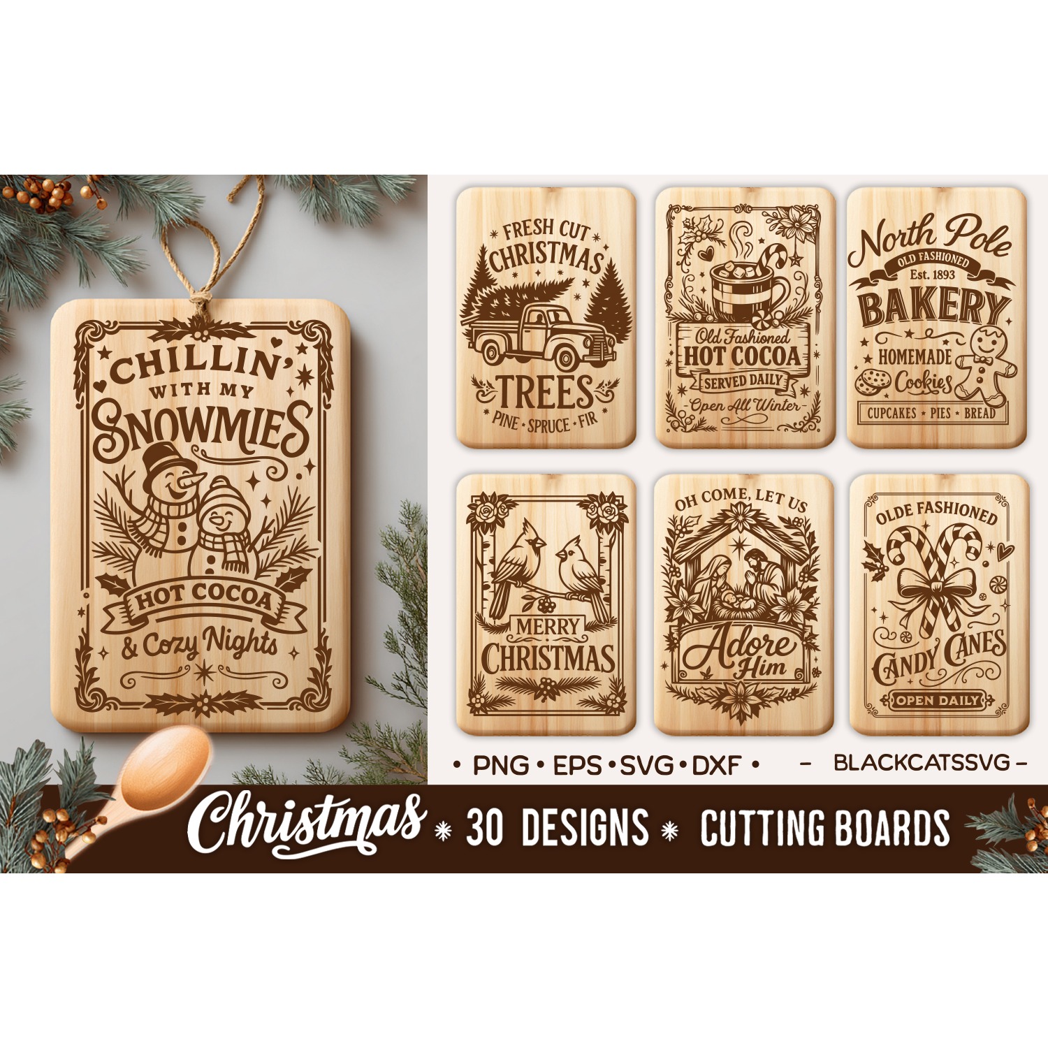 Christmas Kitchen Cutting Board SVG Bundle 30 designs 2