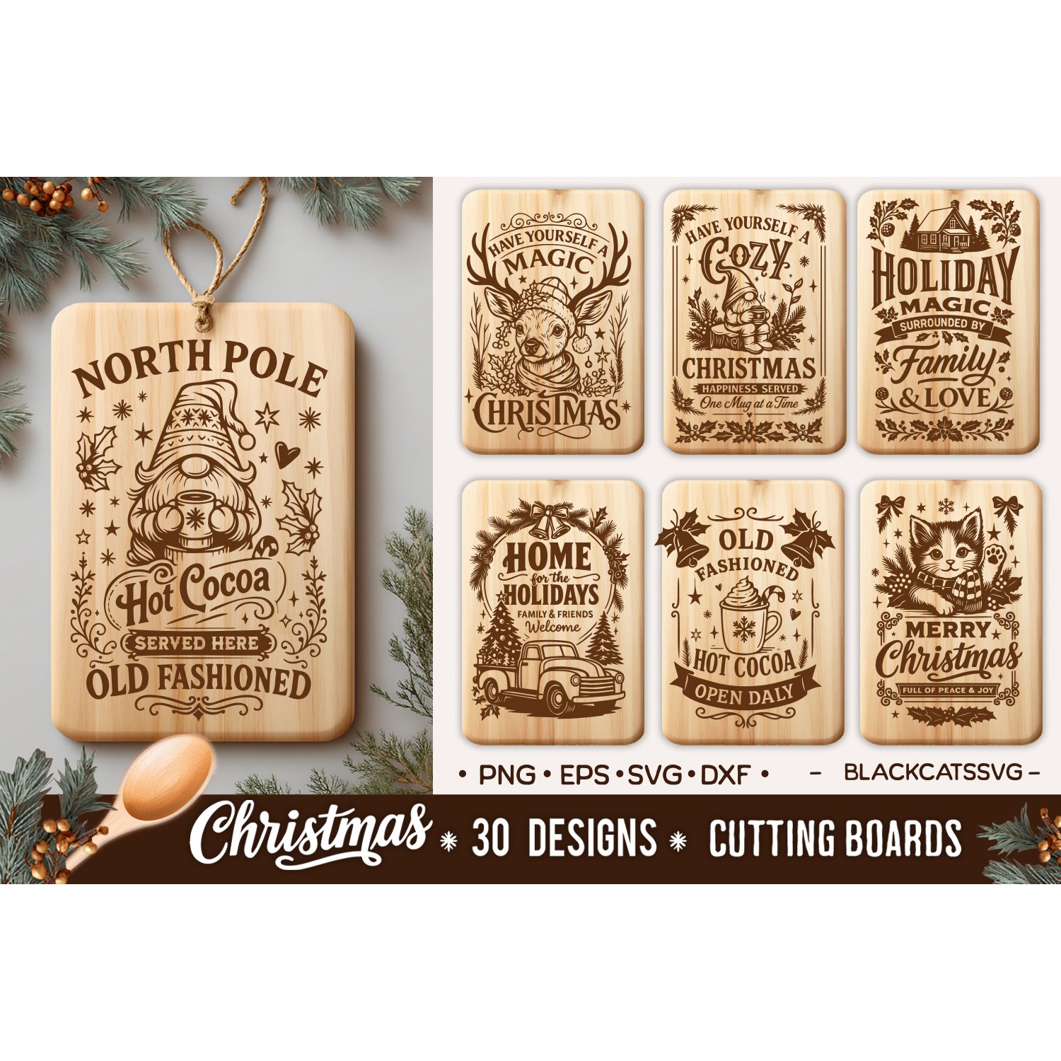 Christmas Kitchen Cutting Board SVG Bundle 30 designs 3