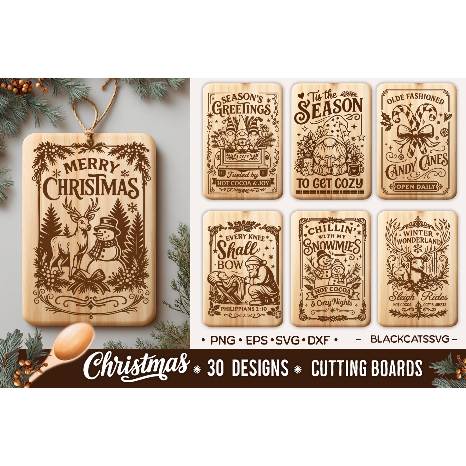 Christmas Kitchen Cutting Board SVG Bundle 30 designs 4