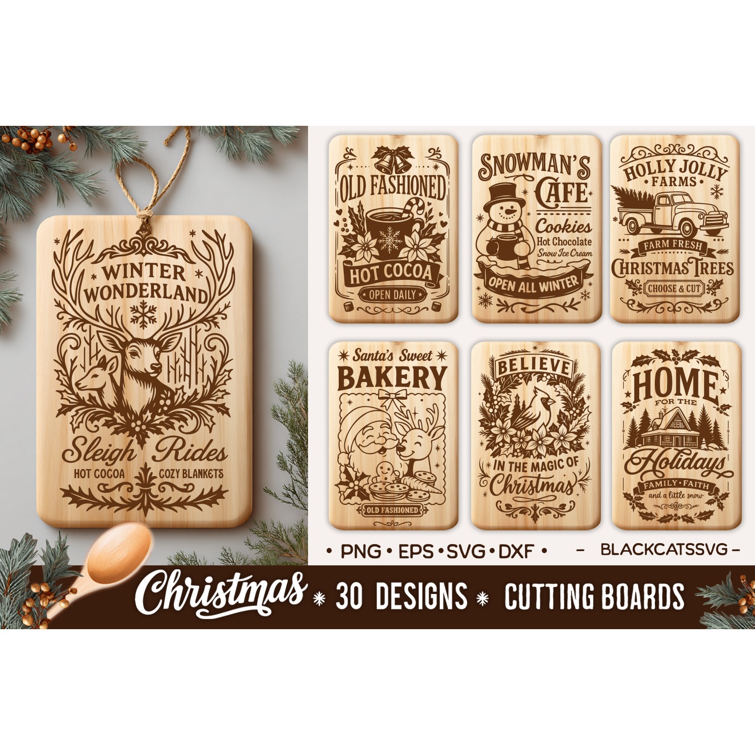 Christmas Kitchen Cutting Board SVG Bundle 30 designs 5