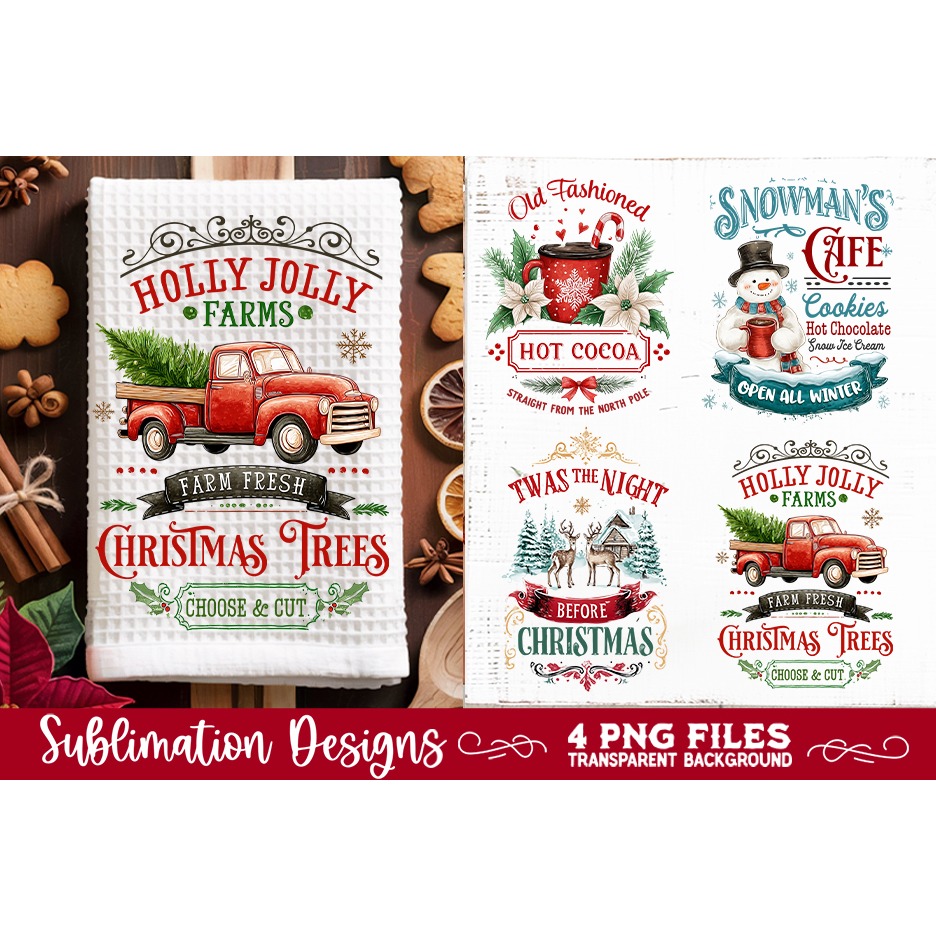 Christmas Kitchen Towel 4 PNG Retro PNG Sublimation (10)
