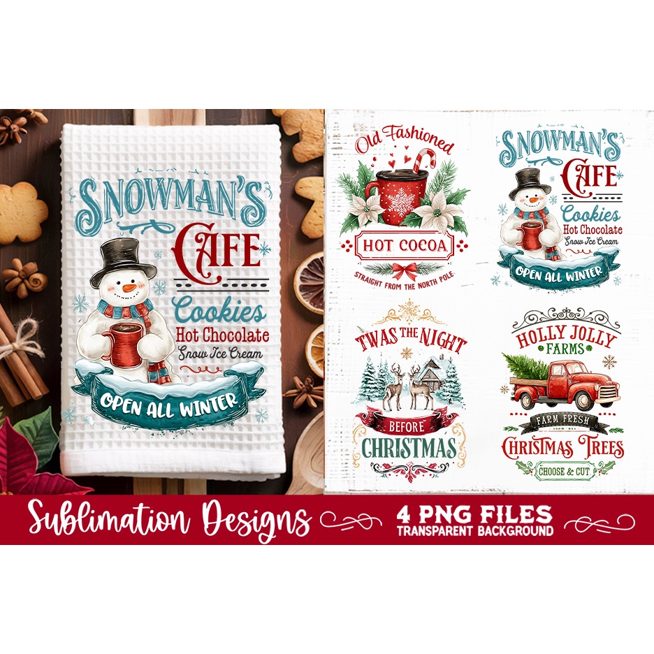 Christmas Kitchen Towel 4 PNG Retro PNG Sublimation (10) 3