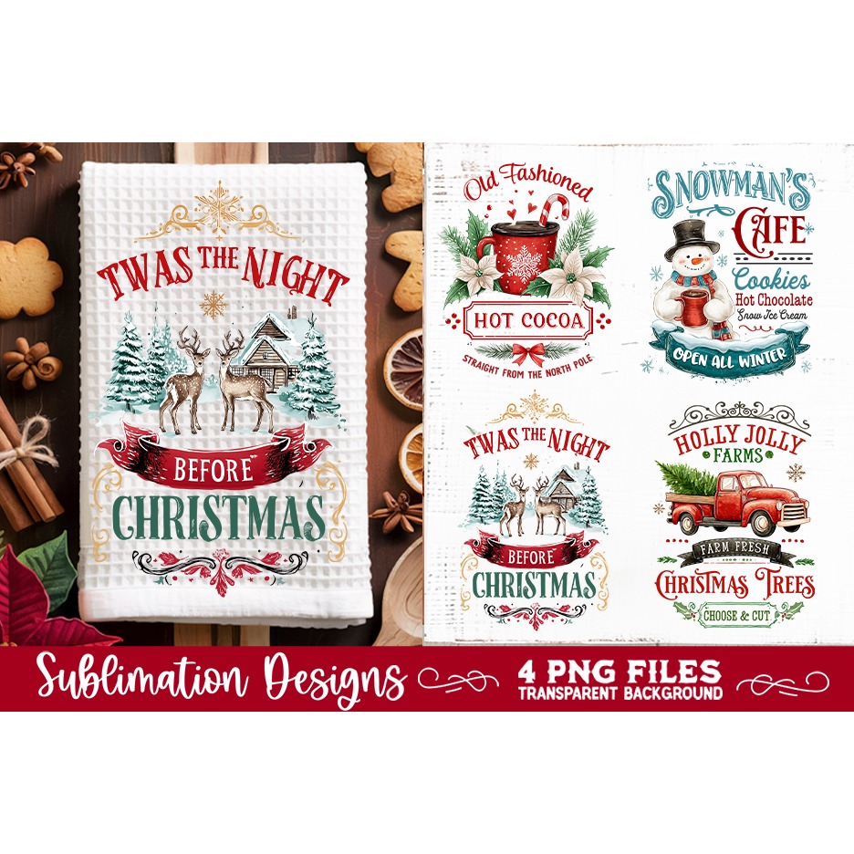 Christmas Kitchen Towel 4 PNG Retro PNG Sublimation (10) 4
