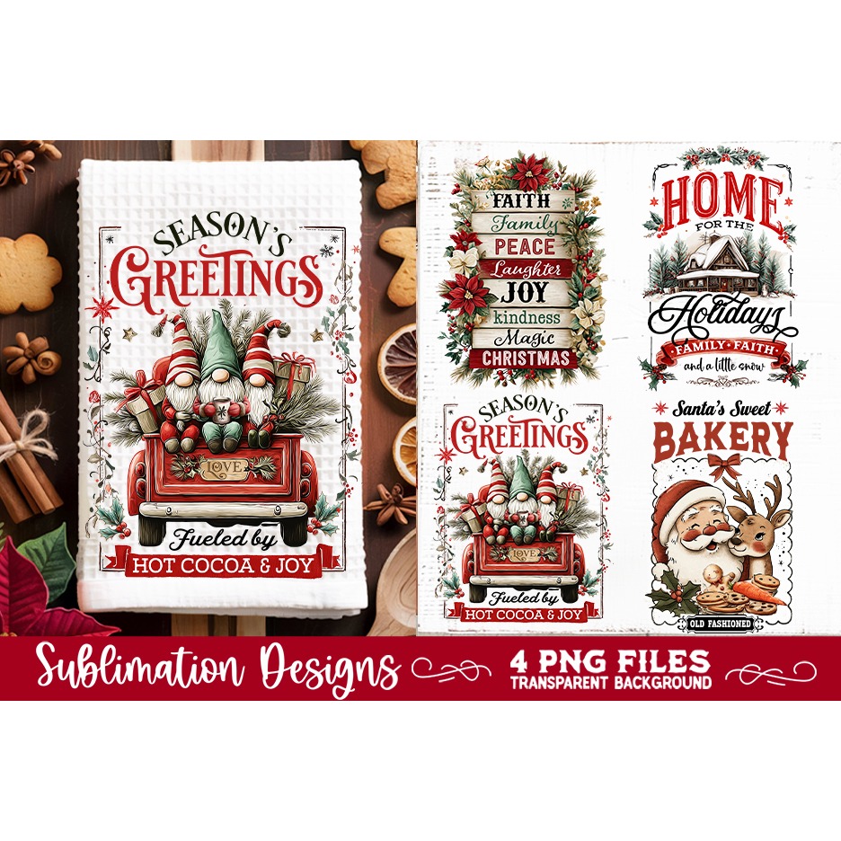 Christmas Kitchen Towel 4 PNG Retro PNG Sublimation (2)