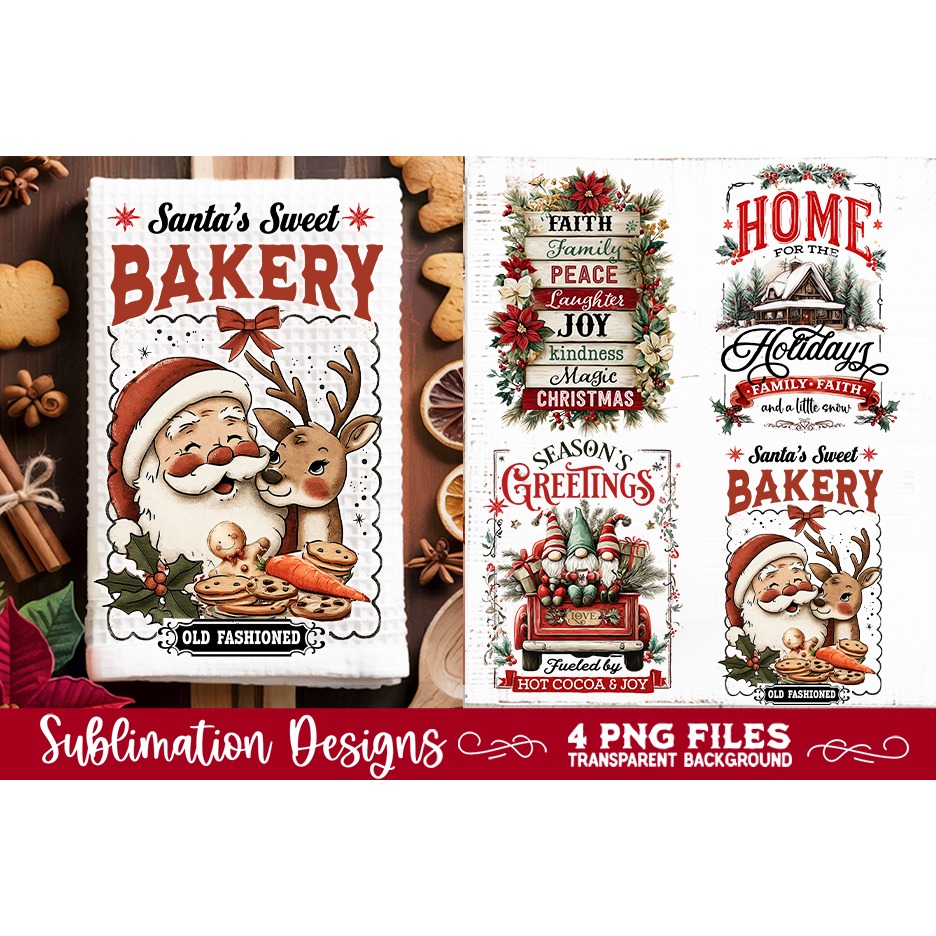 Christmas Kitchen Towel 4 PNG Retro PNG Sublimation (2) 2