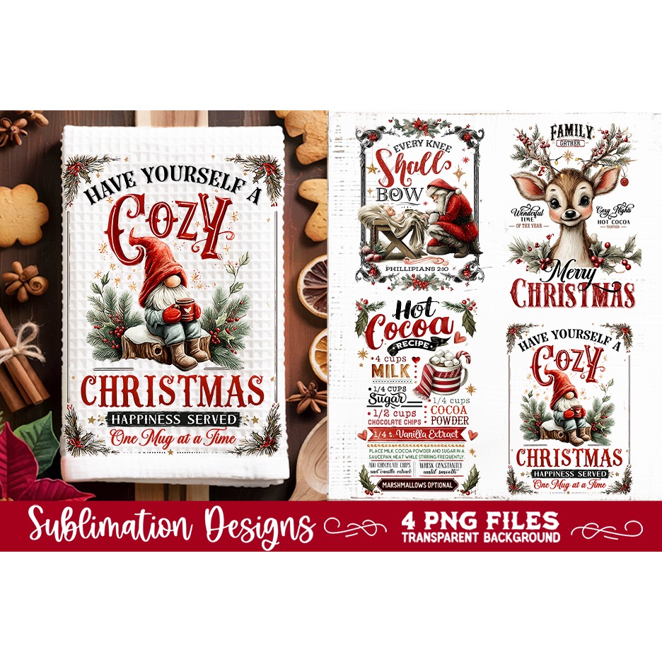 Christmas Kitchen Towel 4 PNG Retro PNG Sublimation 3