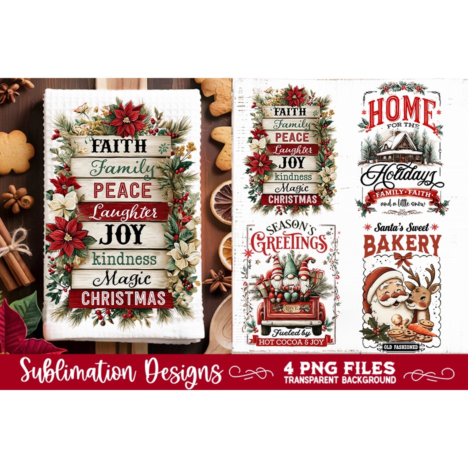 Christmas Kitchen Towel 4 PNG Retro PNG Sublimation (2) 3